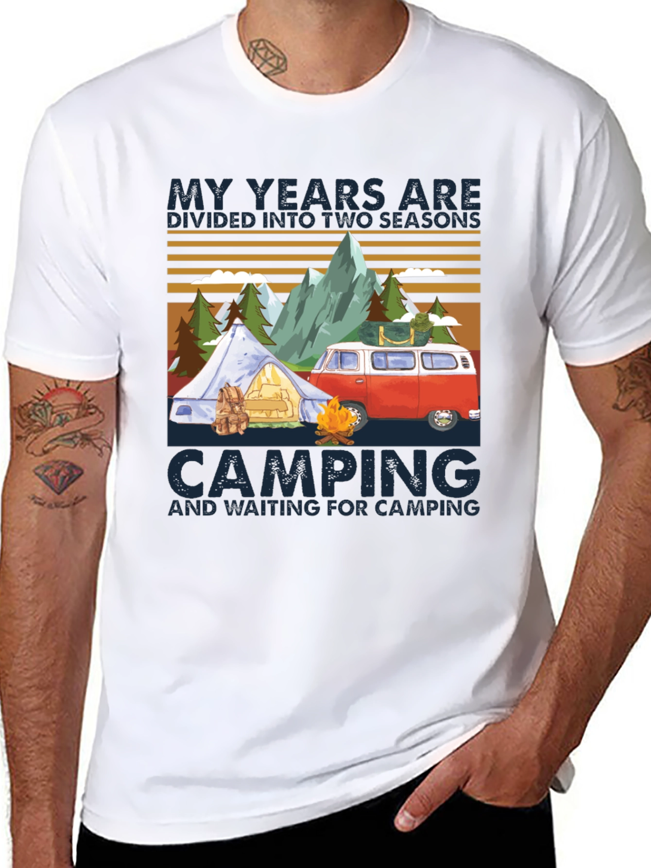 Black Camping Seasons T-Shirt view 8
