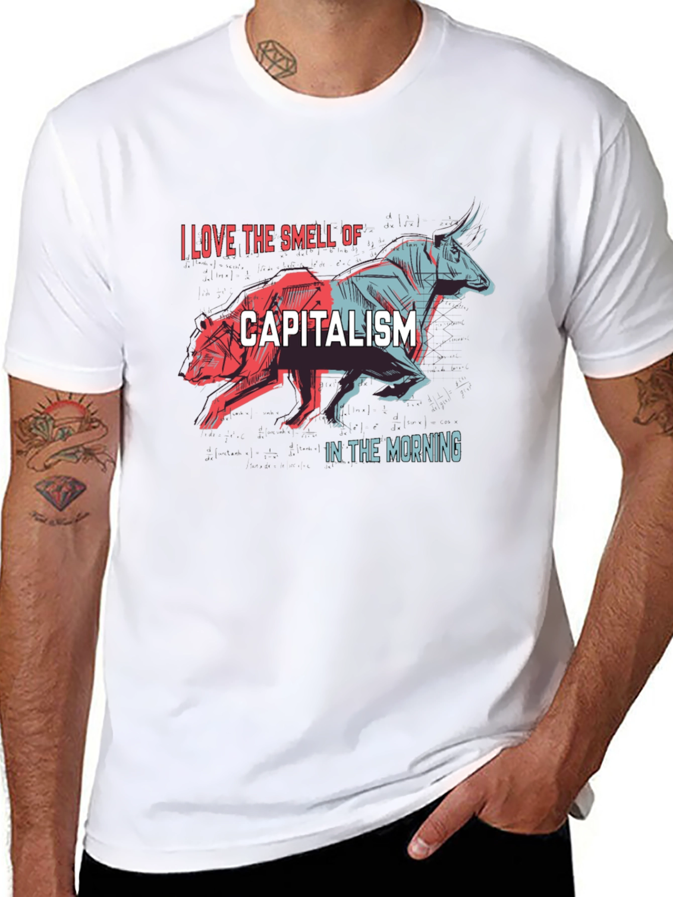 Black Capitalism Bull & Bear Graphic T-Shirt view 8