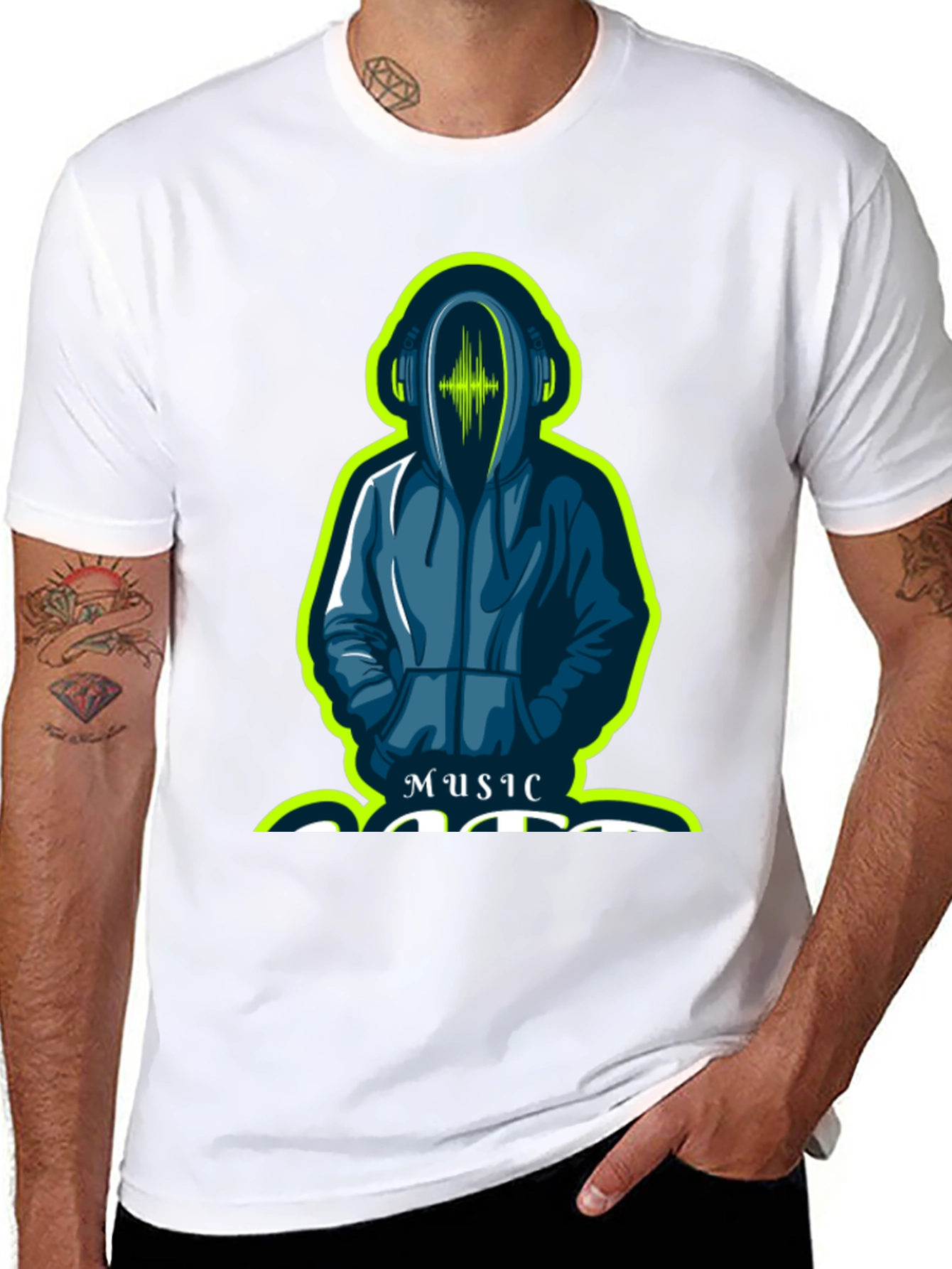 Black Music Lover's Hooded Graphic Tee view 8