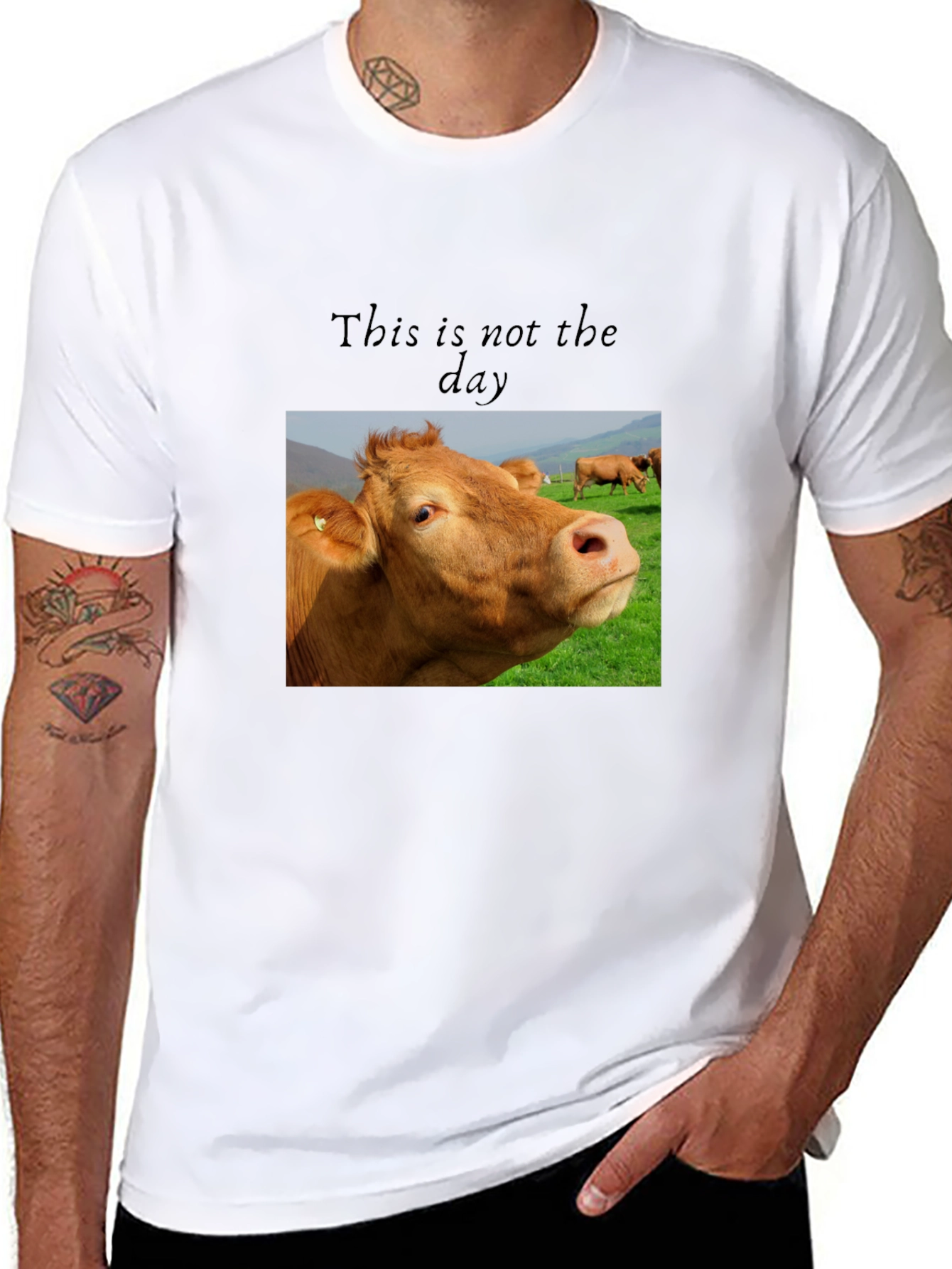 Black Cow Graphic T-Shirt - "This is not the day" view 8