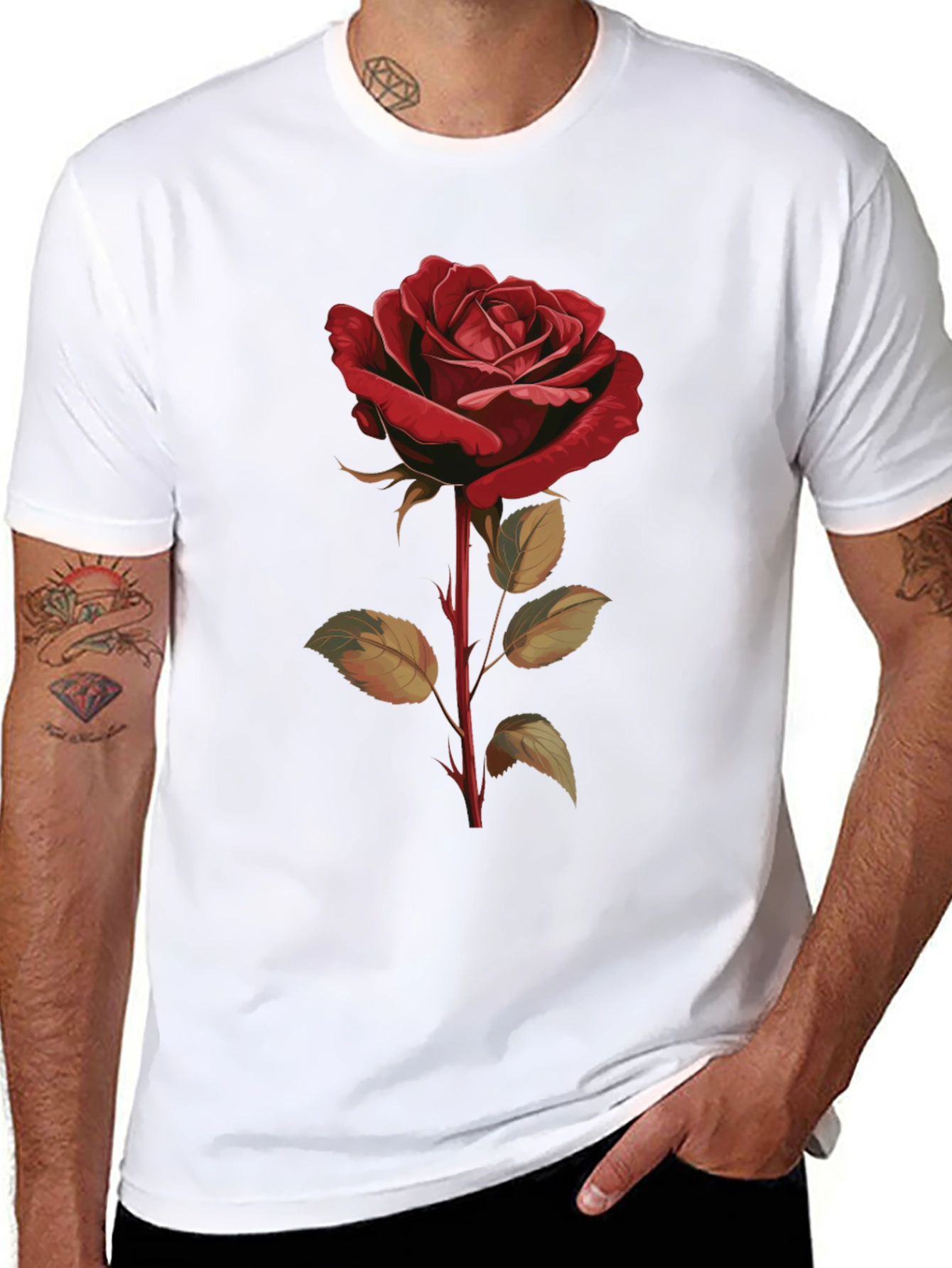 Black Classic Rose T-Shirt - Floral Graphic Tee view 8
