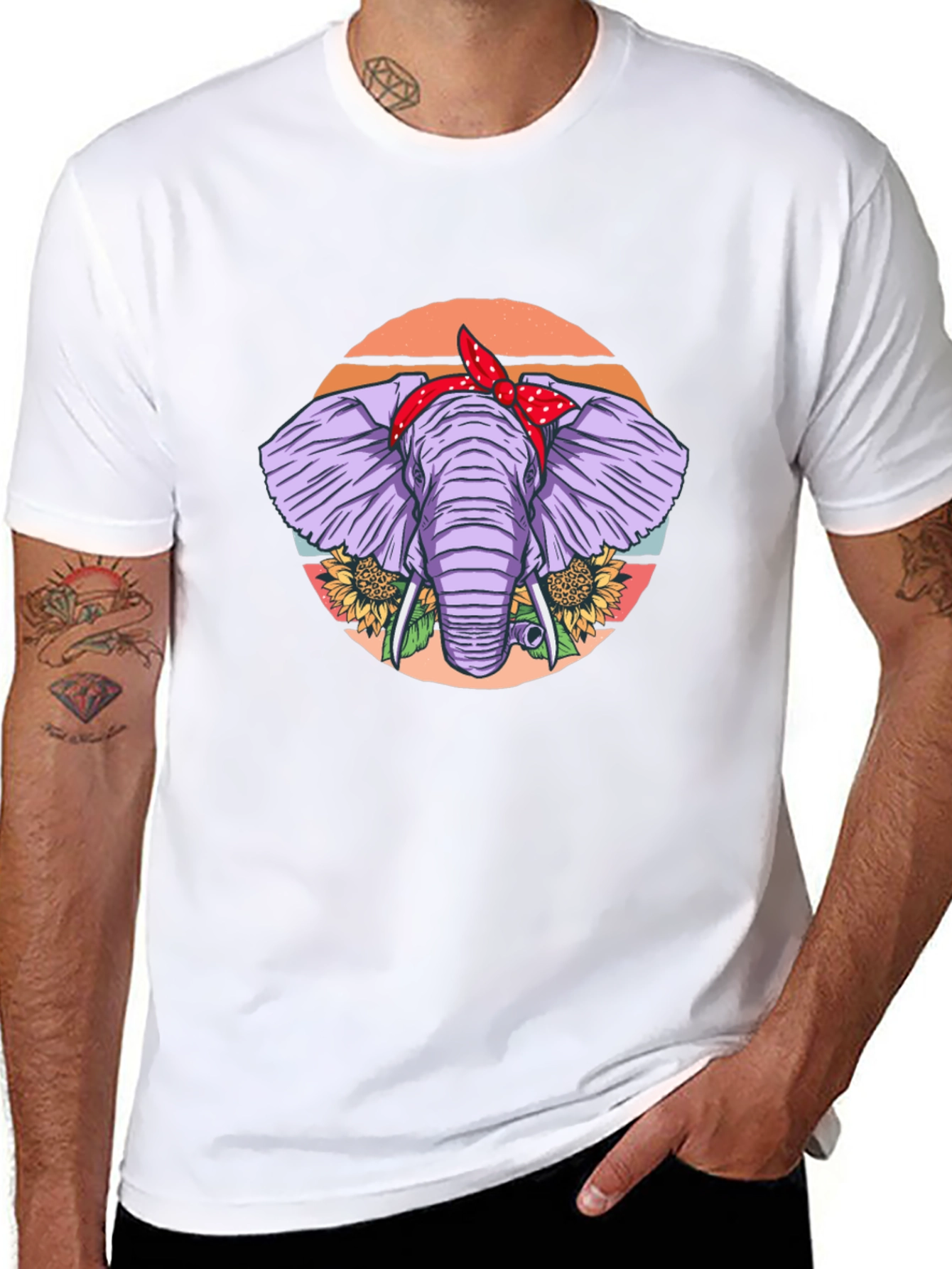 Black Elephant Bandana T-Shirt - Cute Animal Graphic Tee view 8
