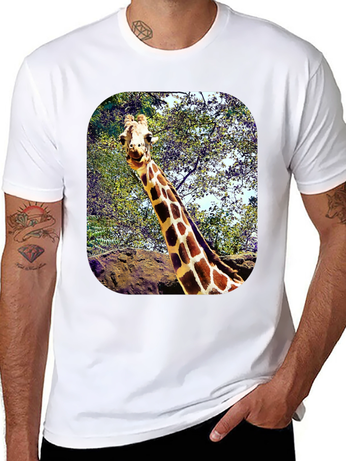 Black Giraffe Graphic T-Shirt - Unique Animal Tee view 8