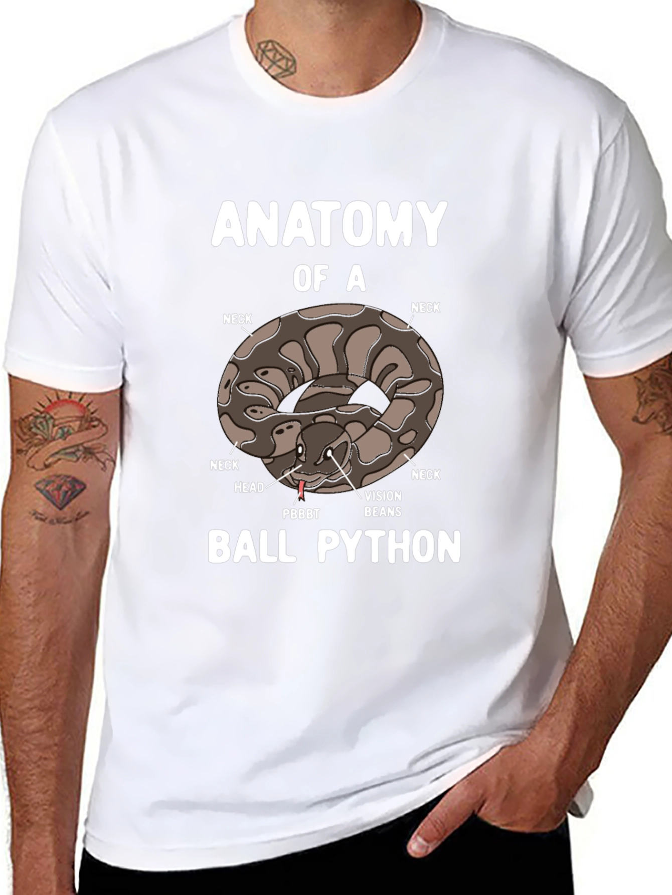 Black Anatomy of a Ball Python T-Shirt view 8