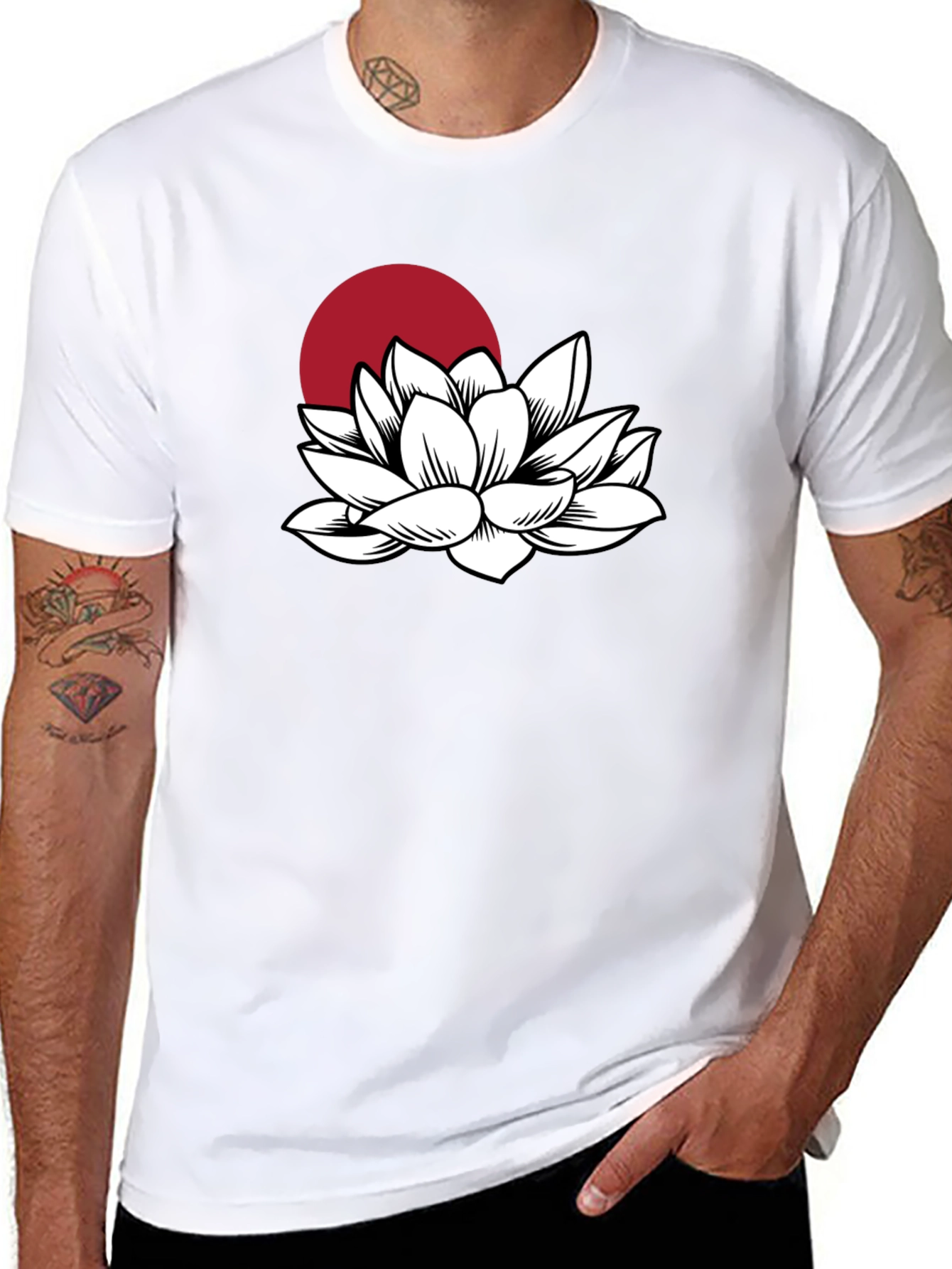 Black Lotus Flower T-Shirt - Black Graphic Tee view 8