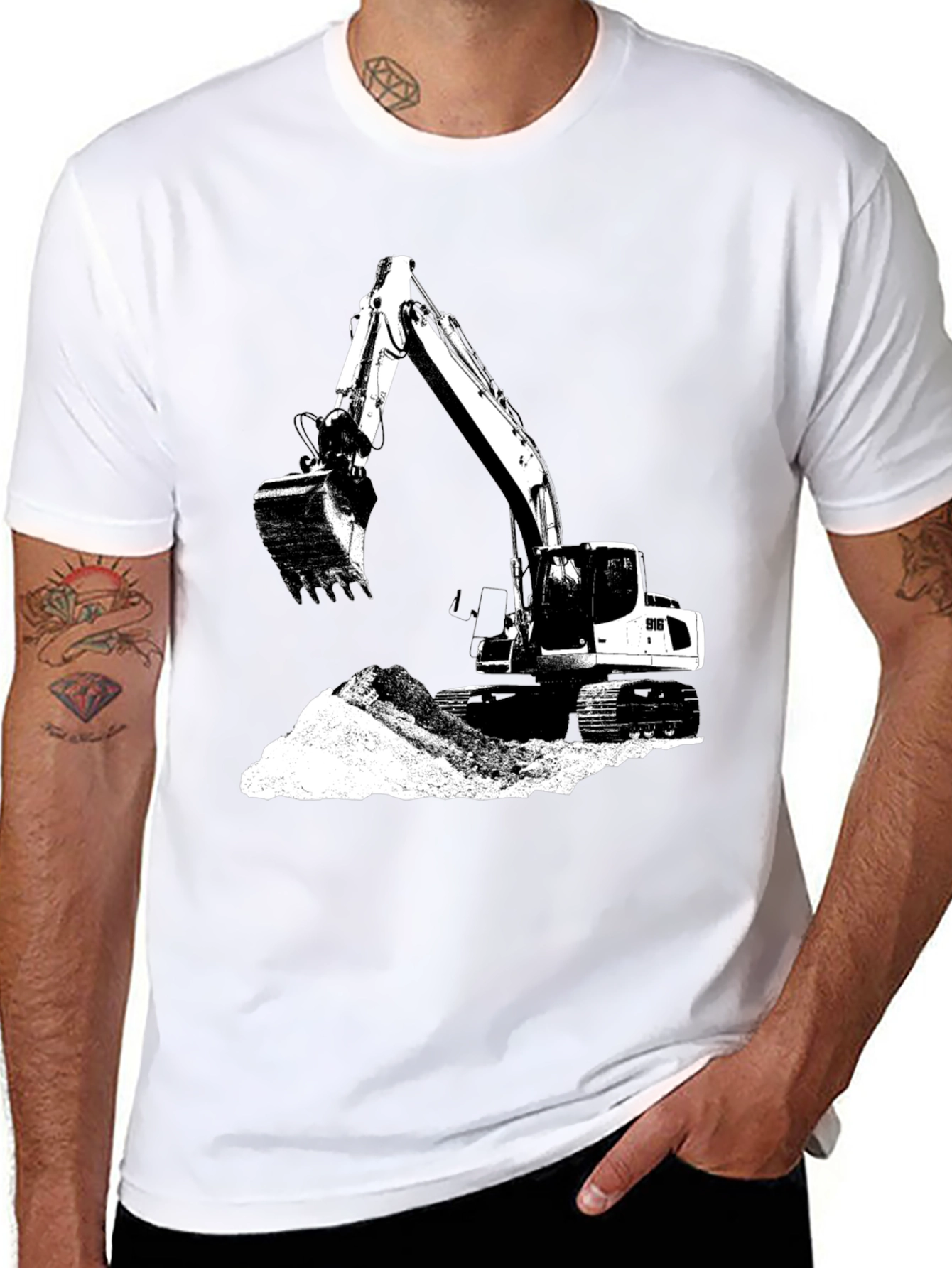 Black Excavator Graphic Tee - Black view 8