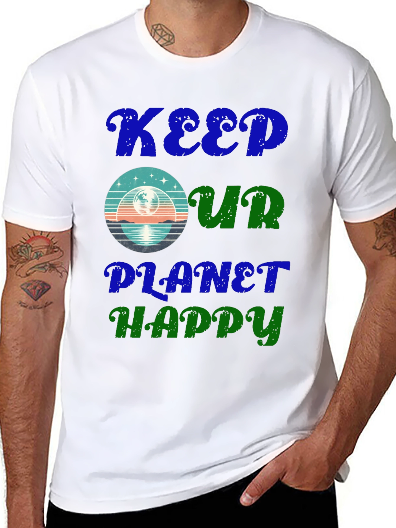Black Keep Our Planet Happy Graphic Tee - Eco Friendly Fashion view 8