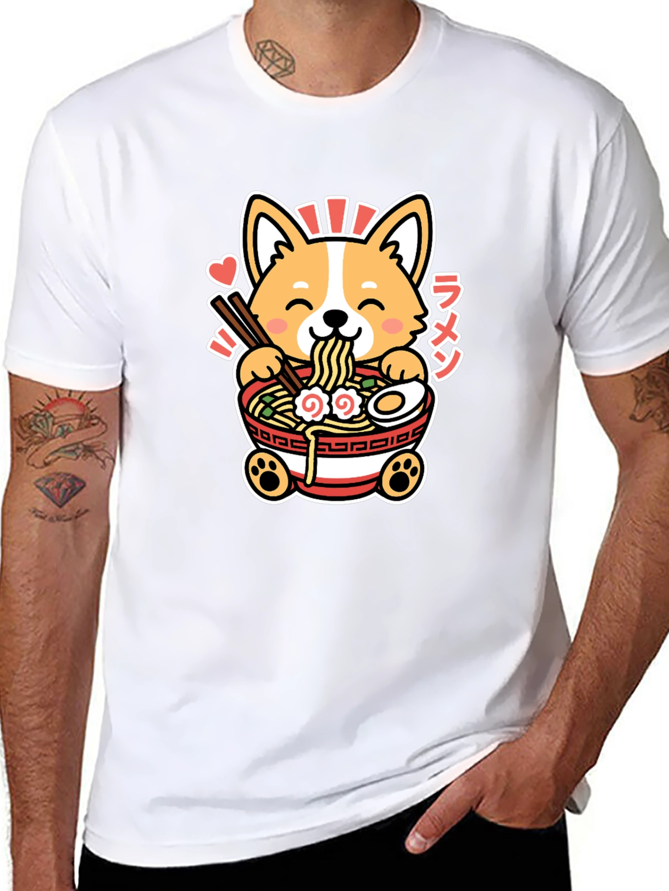 Black Corgi Ramen Graphic Tee - Kawaii Anime Shirt view 8