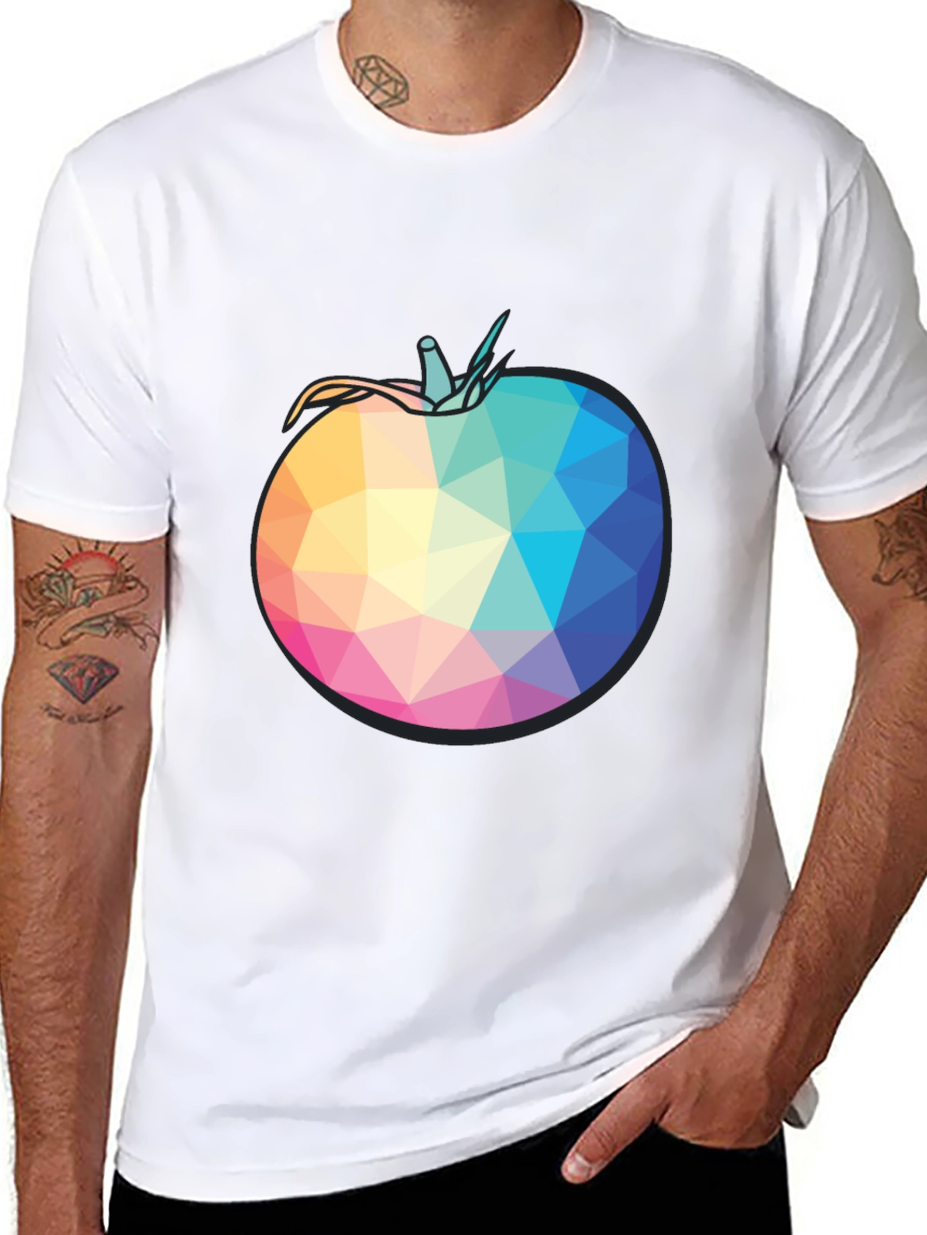 Black Geometric Tomato Black T-Shirt view 8