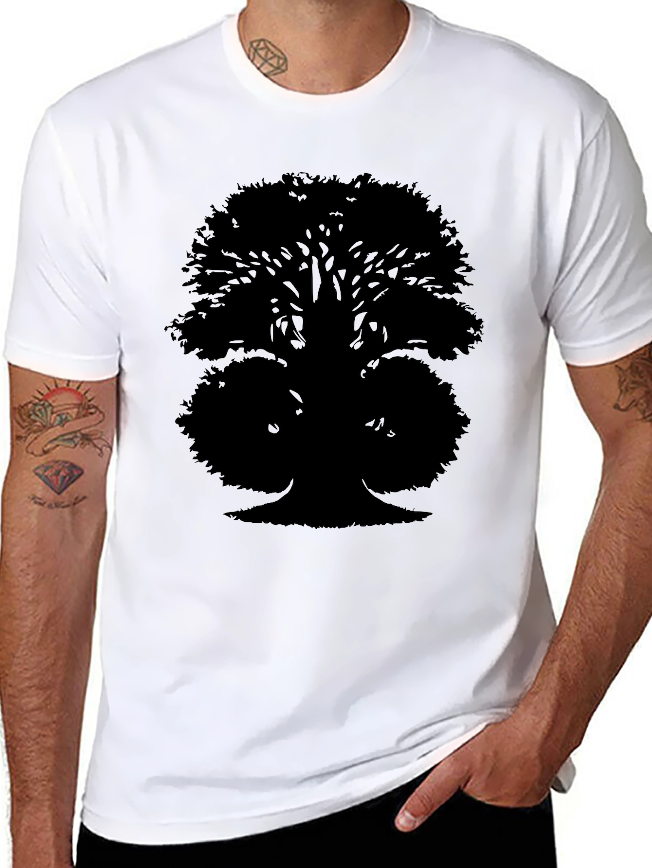 Black Black Tree Silhouette Graphic Tee view 8