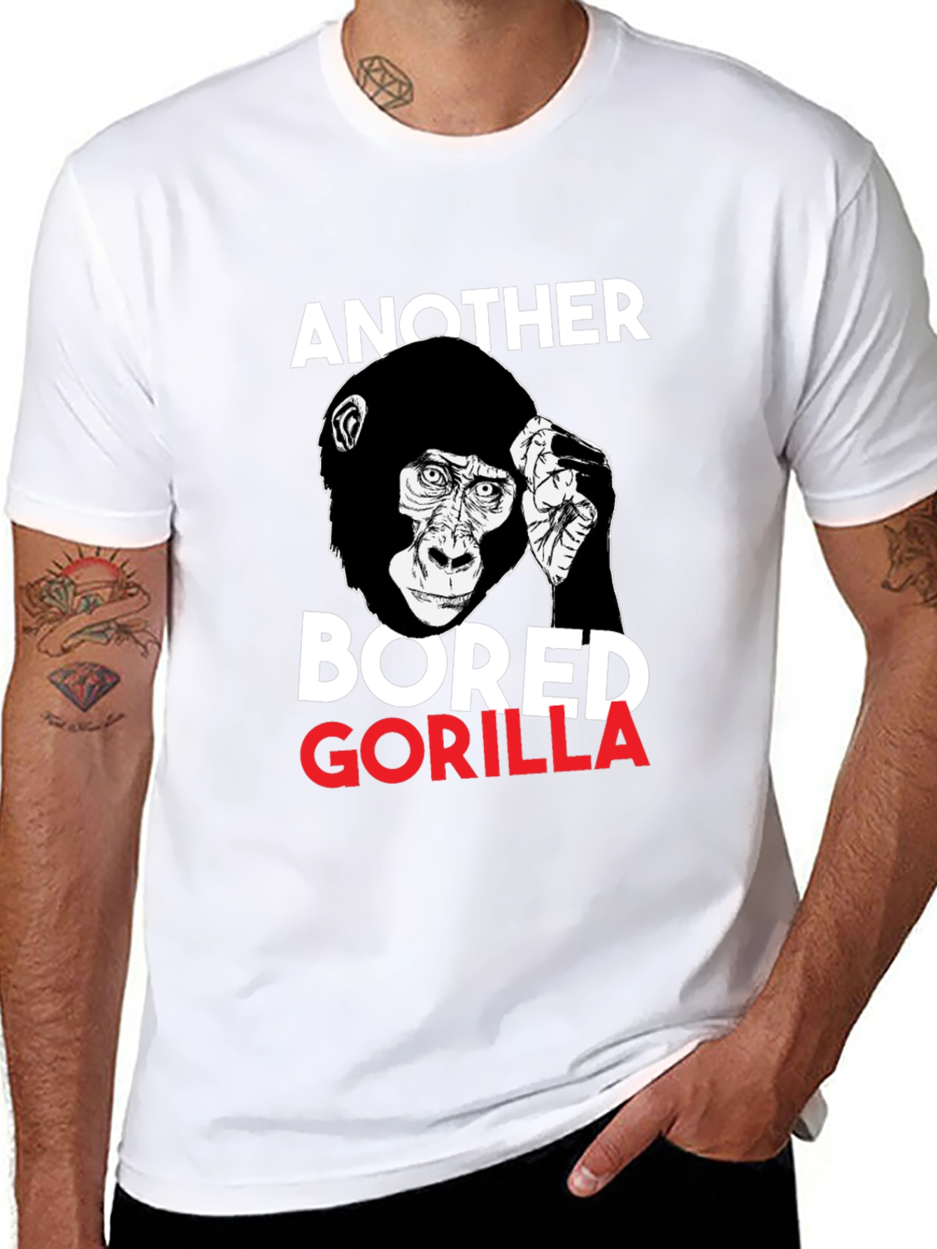 Black Bored Gorilla Graphic Tee - Unisex Black T-Shirt view 8
