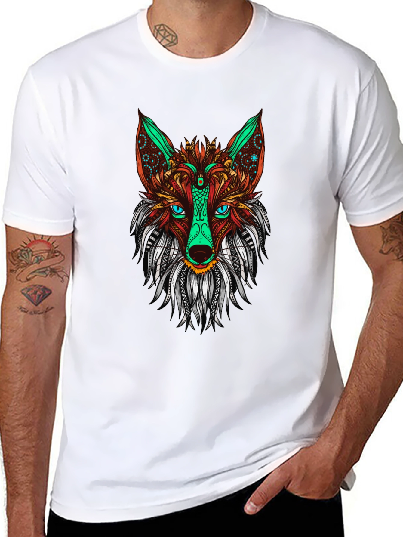 Fox Graphic Print Men's Black T-shirt - 8