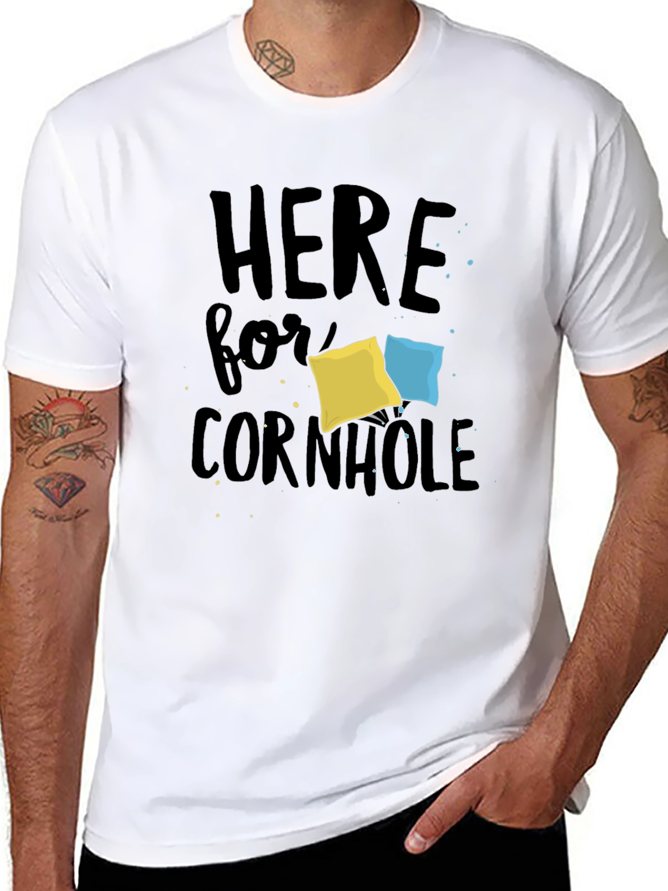 Black Here for Cornhole T-Shirt view 8