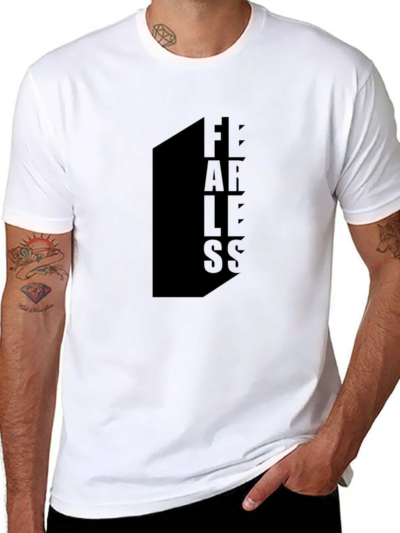 Black Fearless Black Graphic Tee view 8