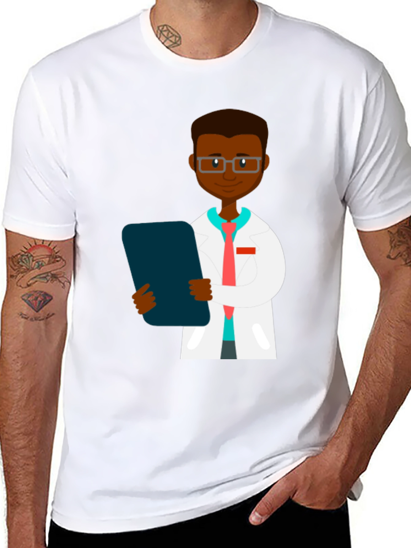 Black Doctor Graphic Tee - Black Unisex T-Shirt view 8
