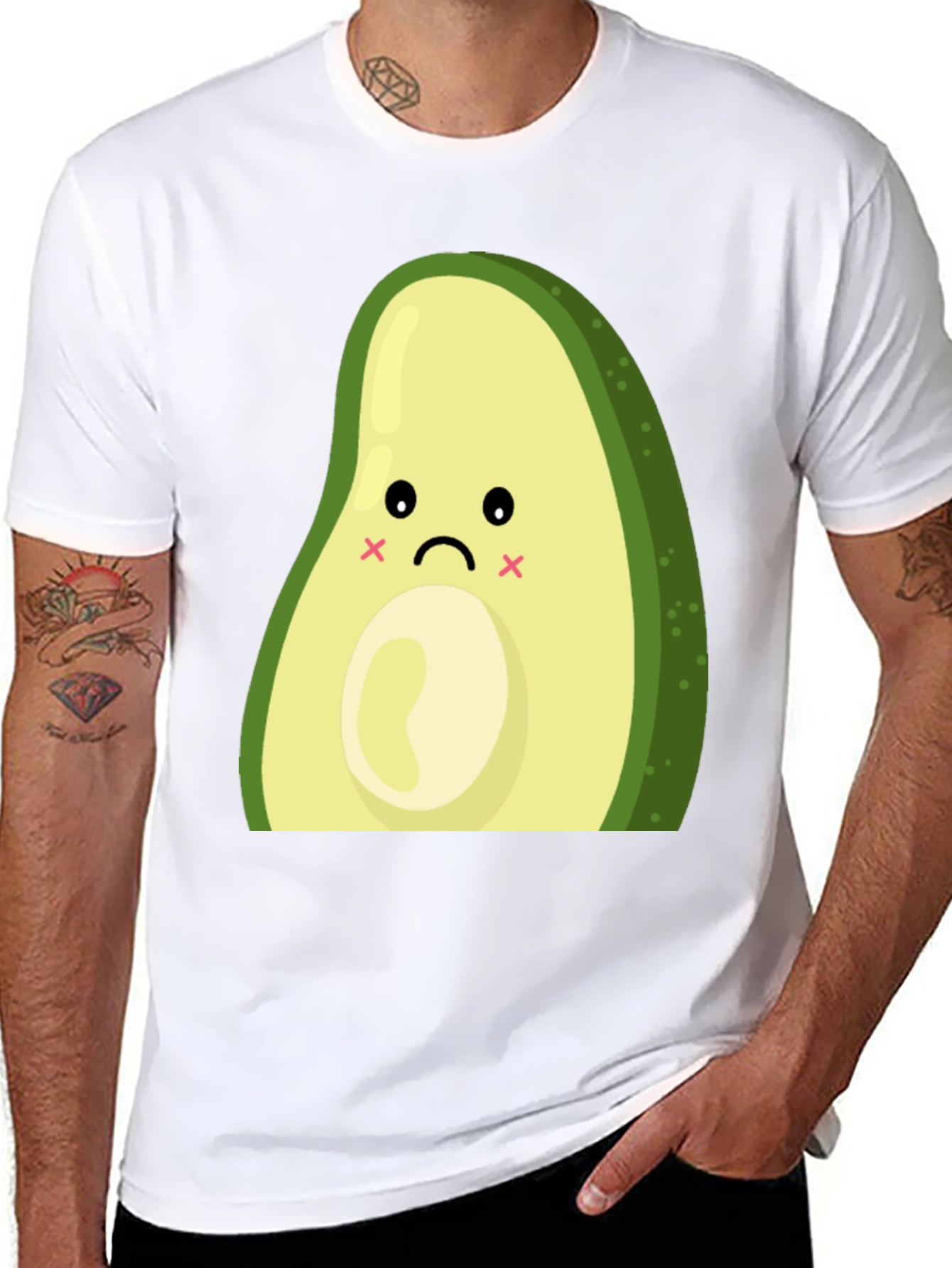 Black Sad Avocado Graphic T-Shirt - Cute and Unique view 8