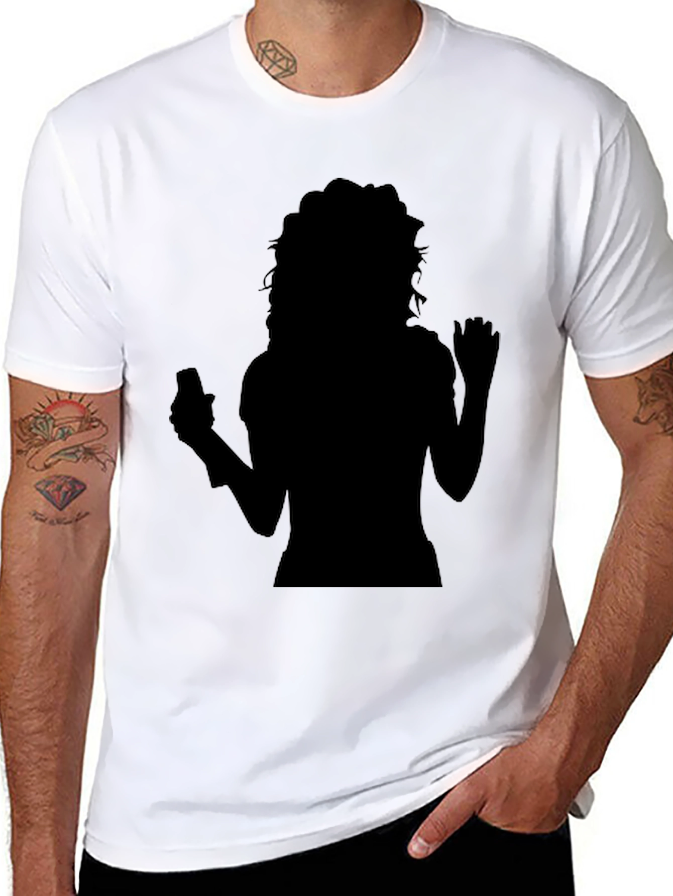 Black Silhouette Graphic Print Tee - Trendy Black Shirt view 8