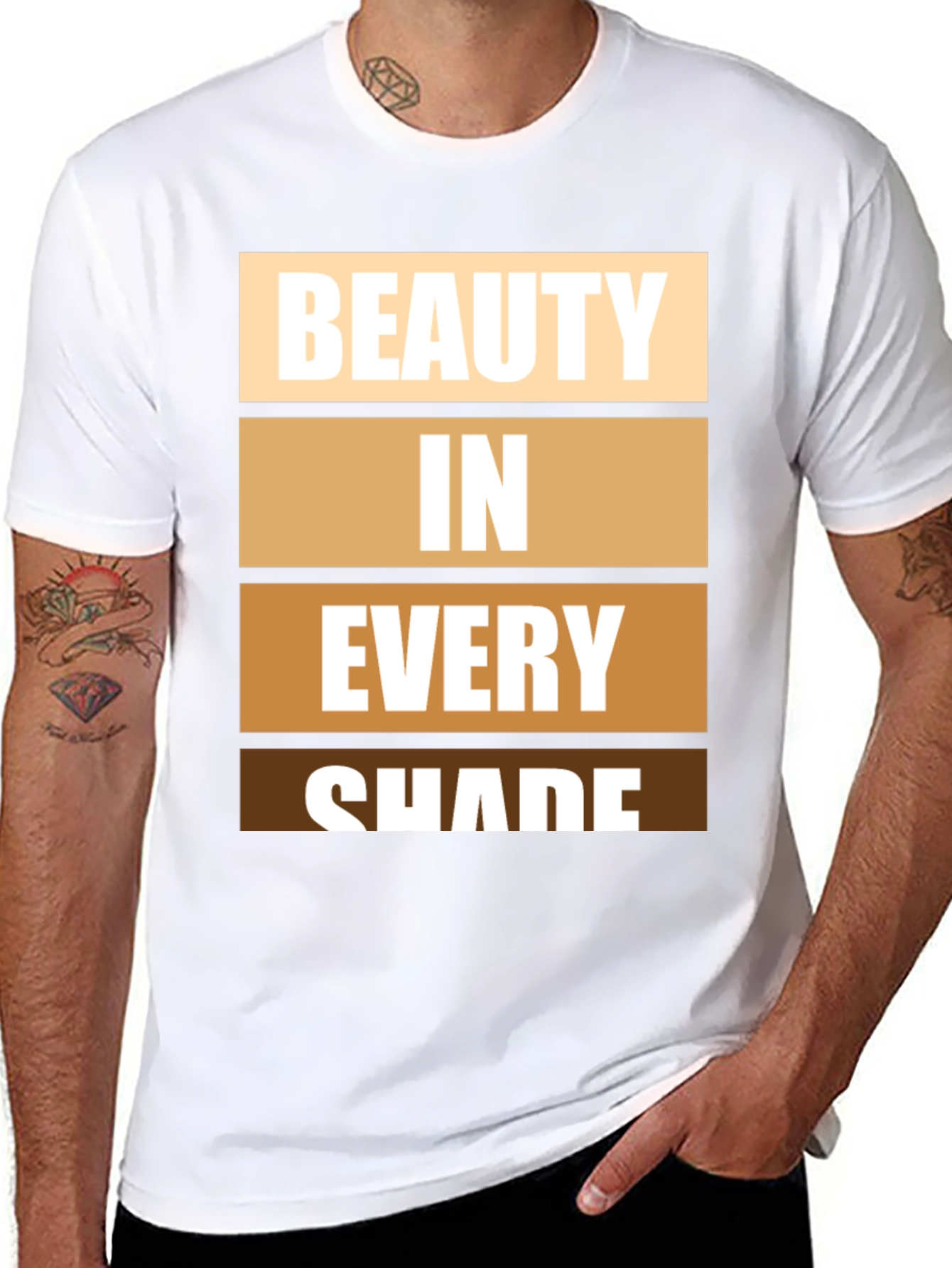 Black Beauty in Every Shade T-Shirt - Diverse Skin Tone Design view 8