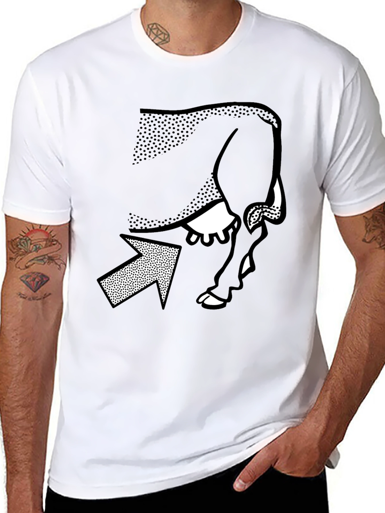 Black Optical Illusion T-Shirt - Cow or Woman? view 8