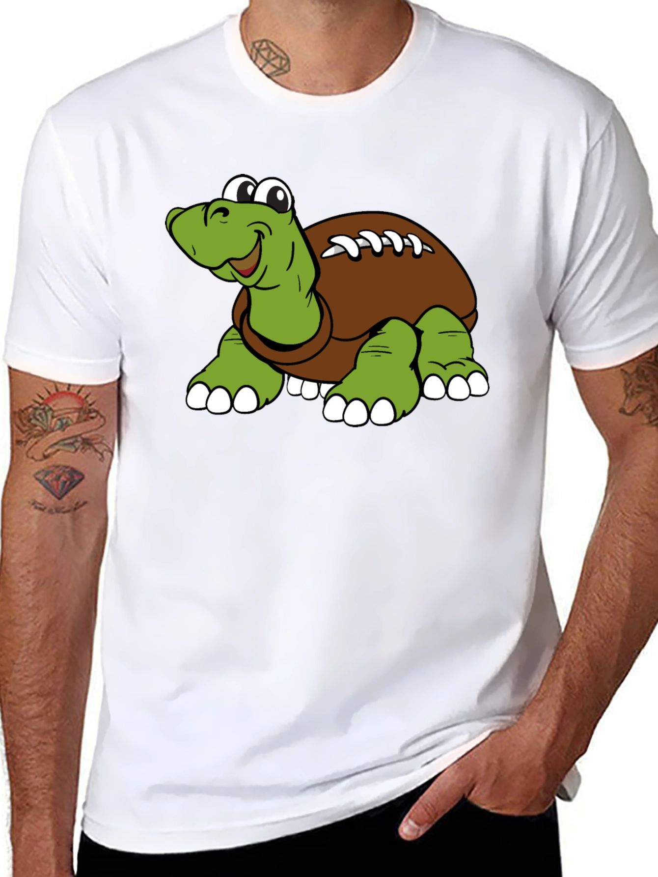 Black Cartoon Football Turtle Graphic T-Shirt view 8