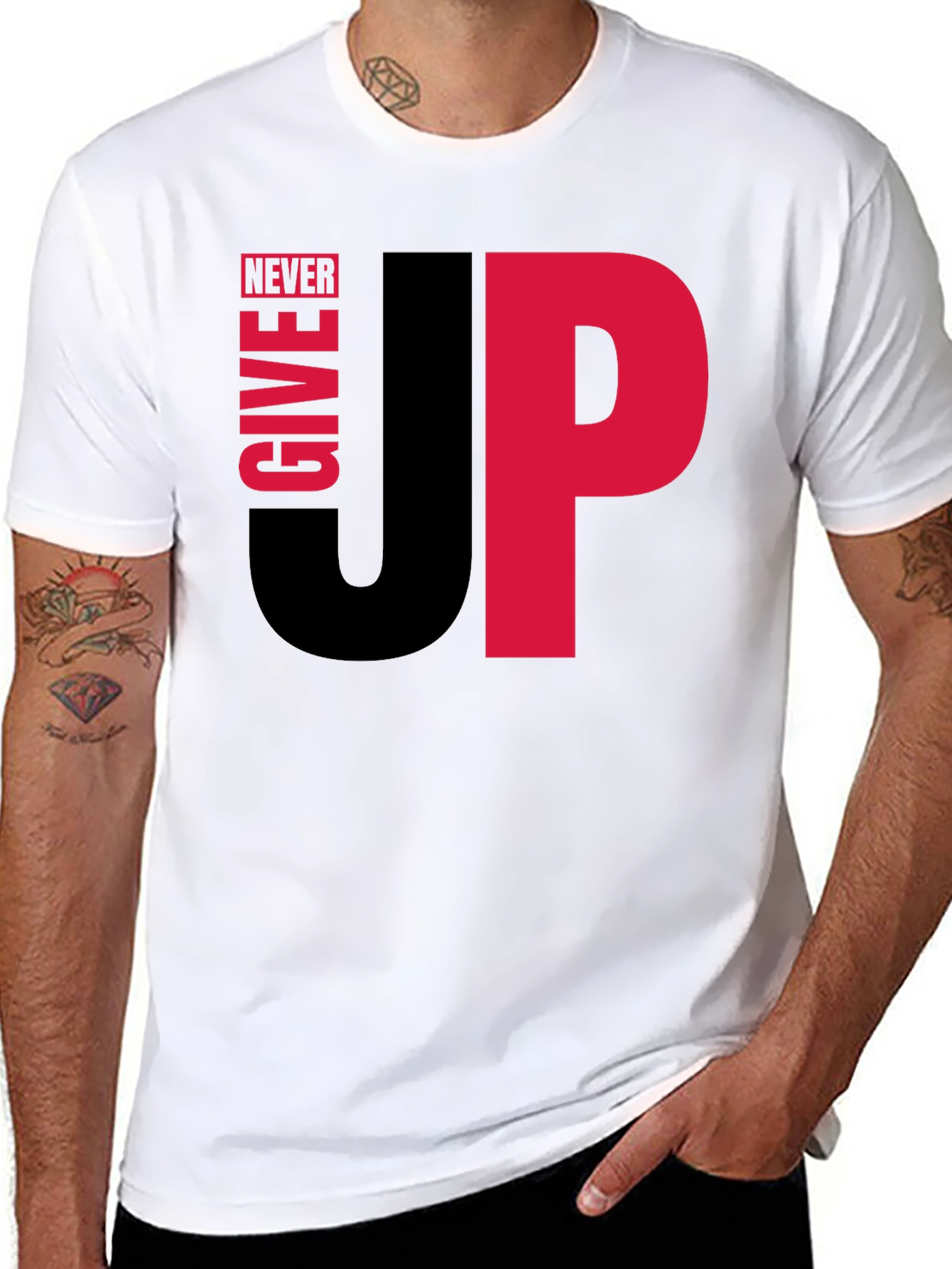 Black Never Give Up Graphic Tee - Motivational Black T-Shirt view 8