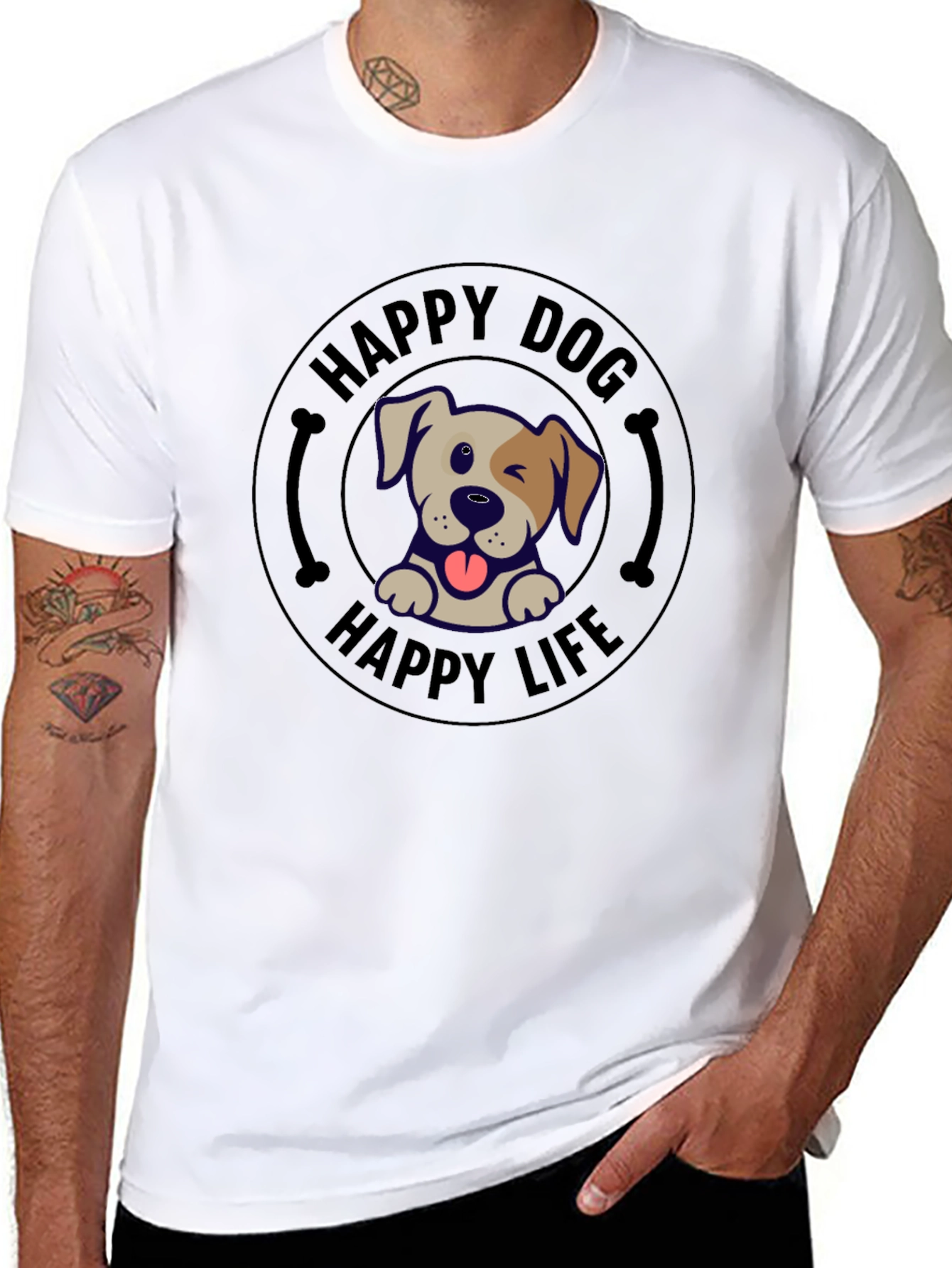 Black Happy Dog Happy Life T-Shirt view 8