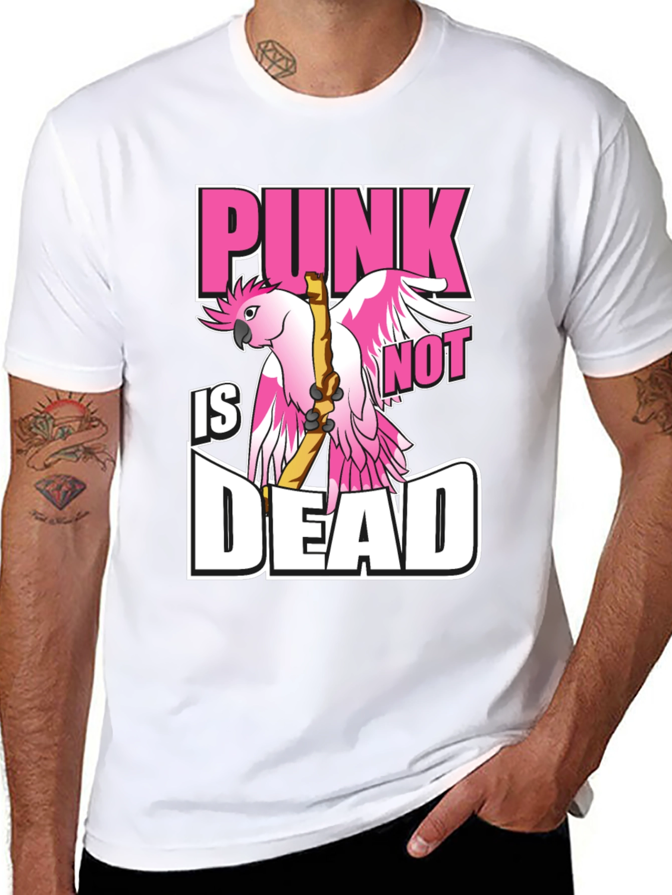 Black Punk Not Dead T-Shirt - Bird Design view 8