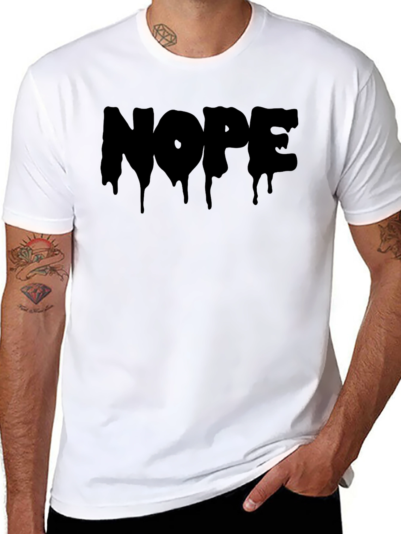 Black Nope Drip Graphic Tee - Men's Black T-Shirt view 8