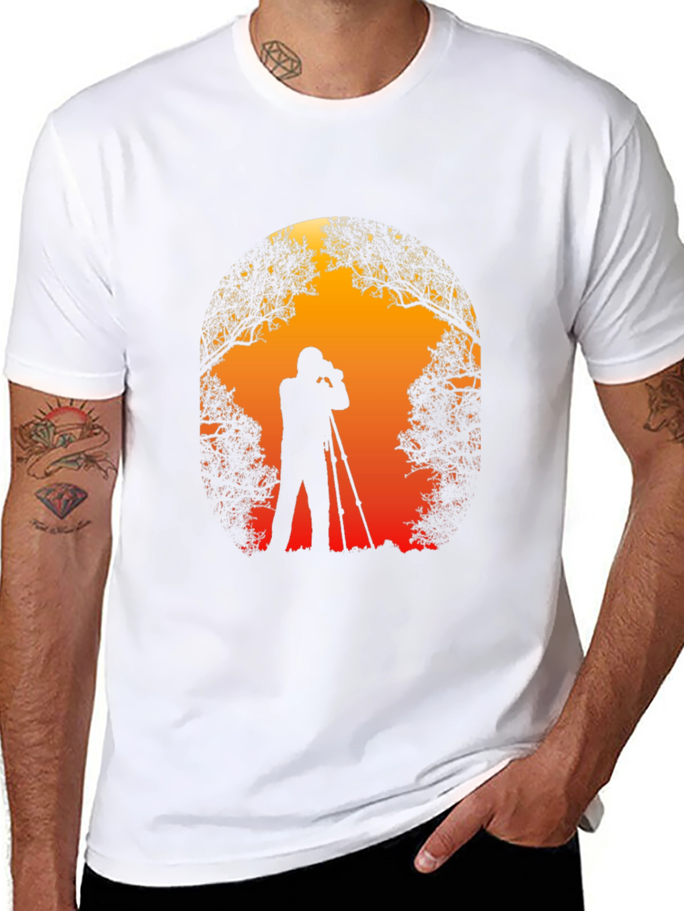 Black Photographer Silhouette Graphic T-Shirt view 8