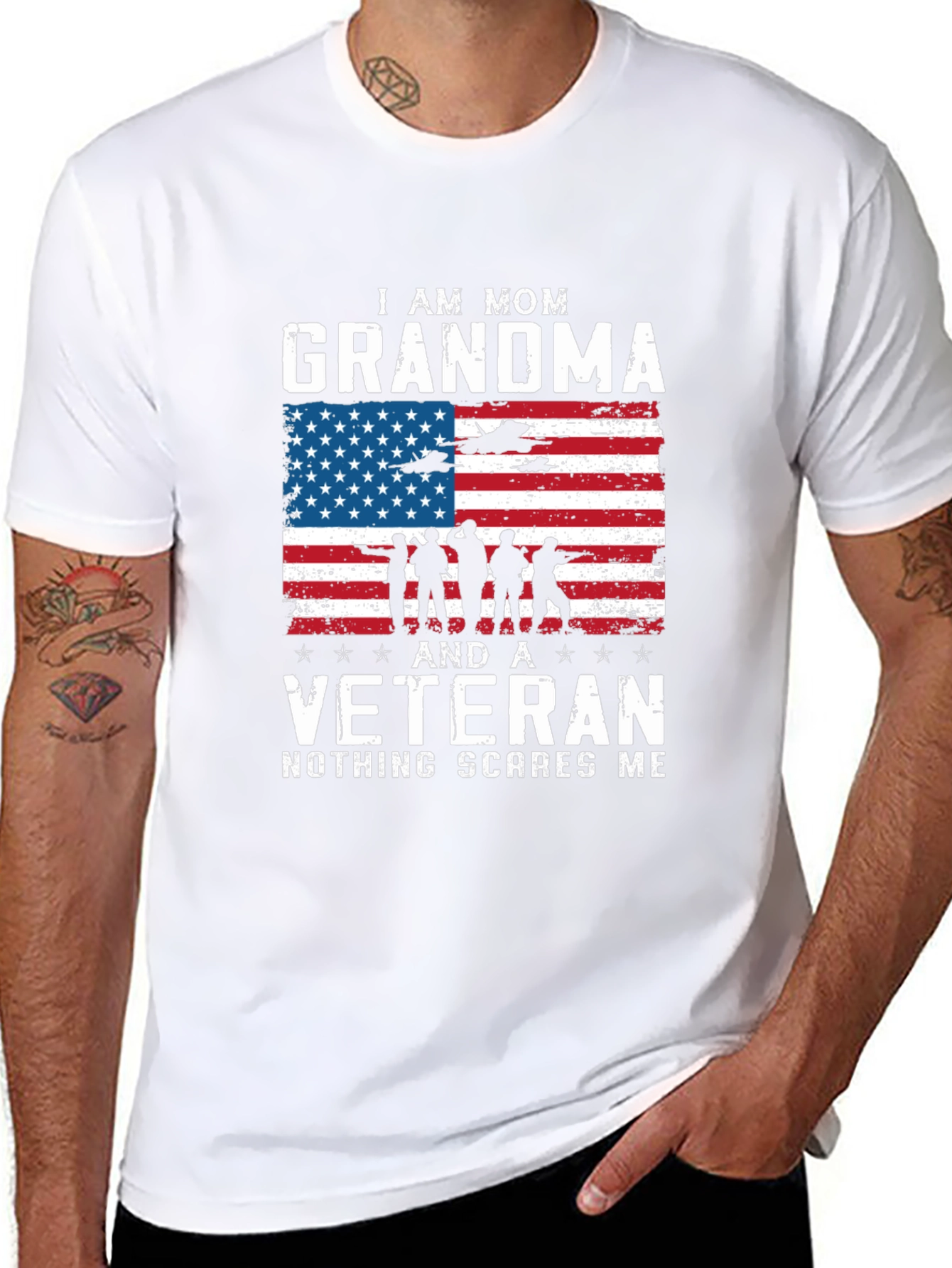 Black Mom Grandma Veteran Graphic Tee view 8