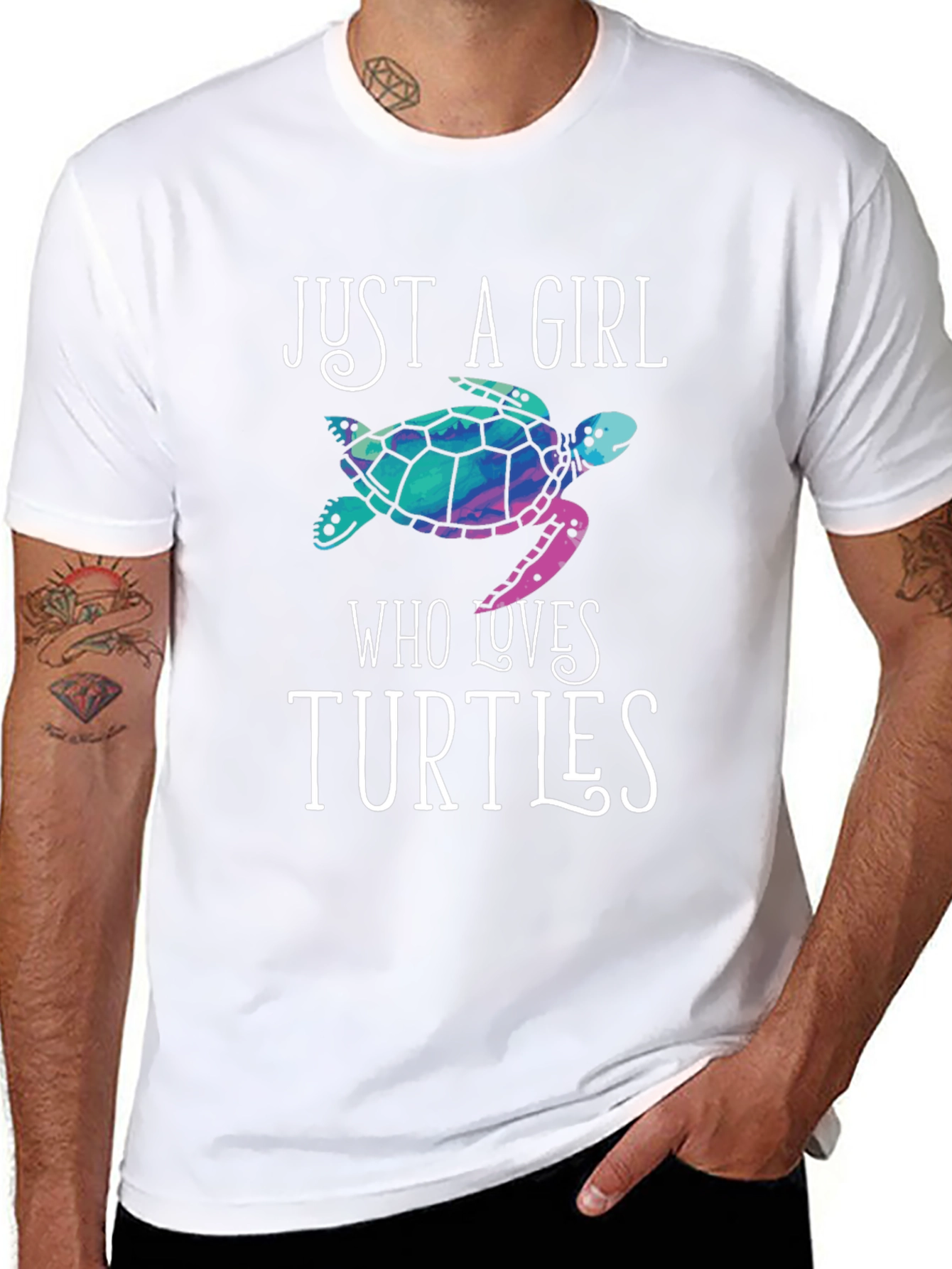 Black Just a Girl Who Loves Turtles T-Shirt view 8