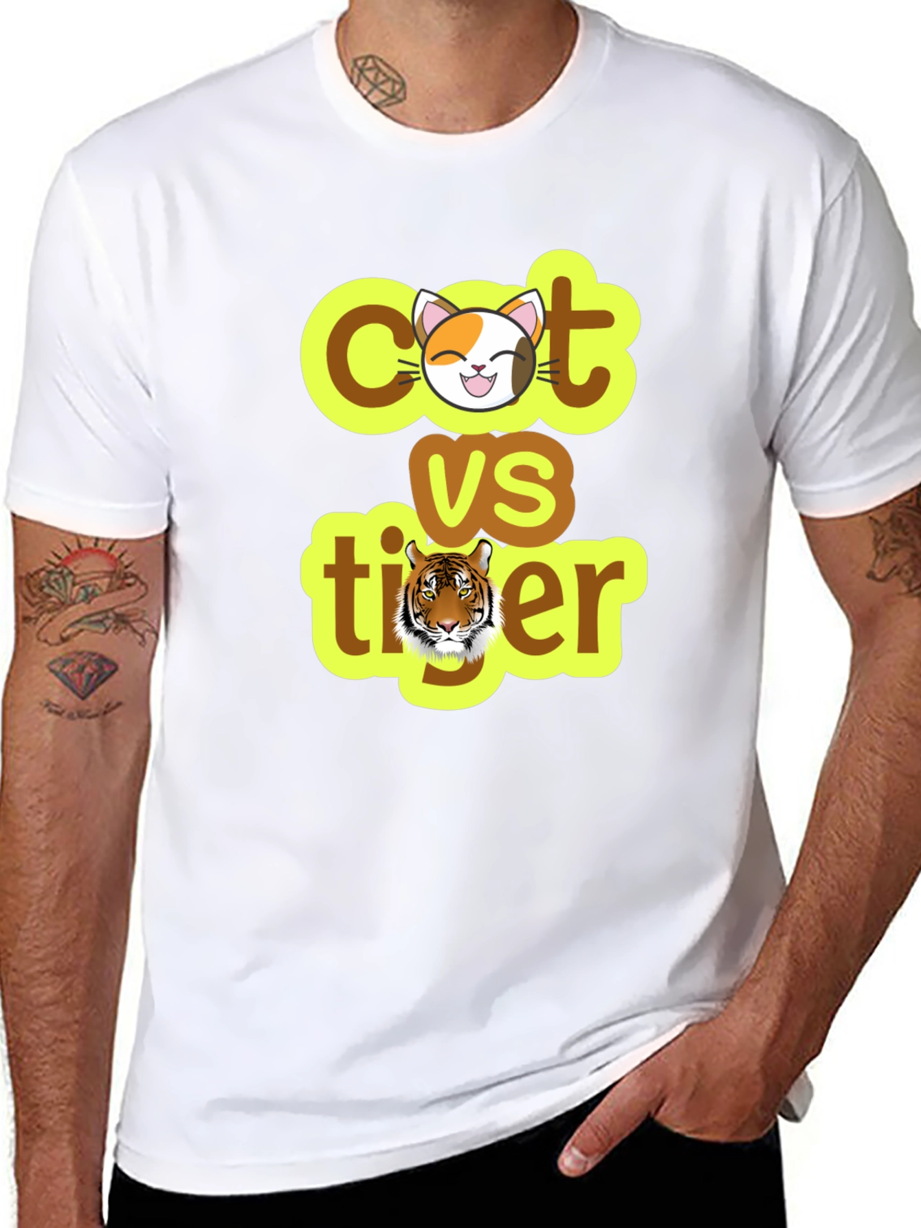 Black Cat vs Tiger Graphic T-Shirt view 8