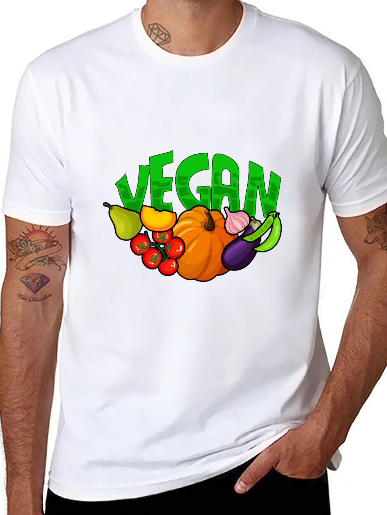 Black Vegan Vegetable Graphic Print T-Shirt view 8