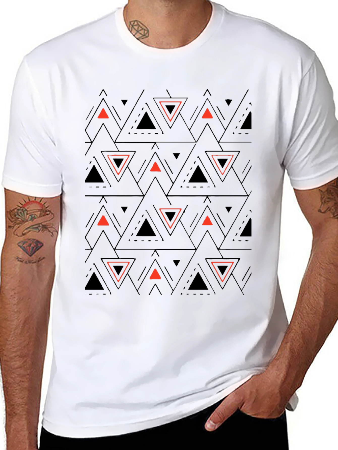 Black Geometric Triangle T-Shirt - Modern Design view 8