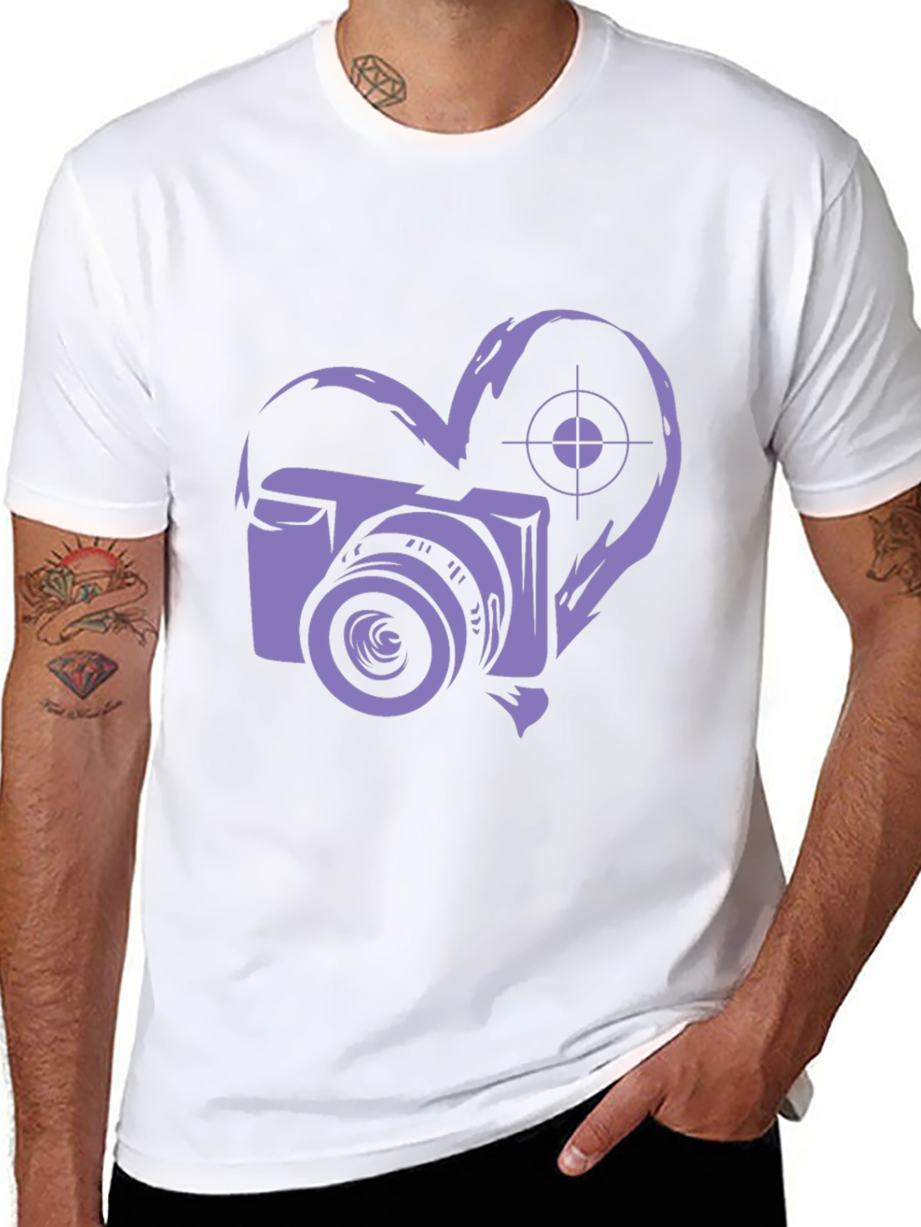 Camera Heart Graphic Black T-Shirt - 8