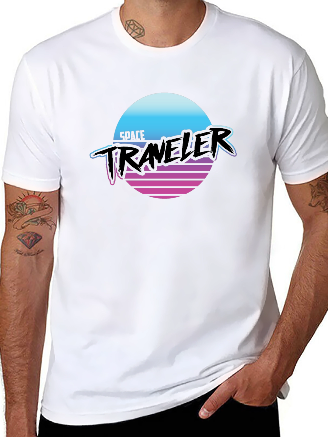 Black Retro Space Traveler Black T-Shirt - Sci-Fi Graphic Tee view 8