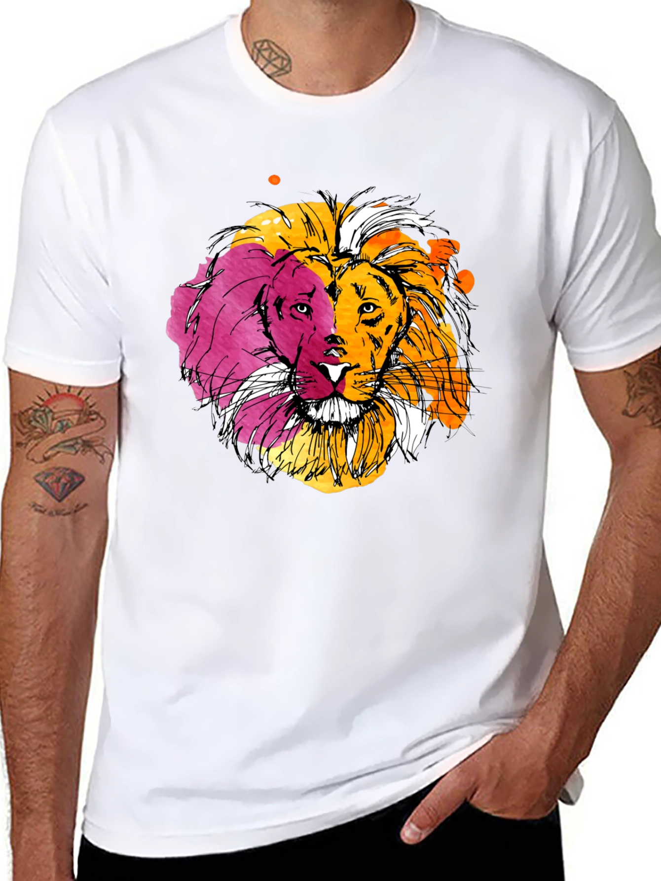Black Lion Graphic Print Black T-Shirt view 8