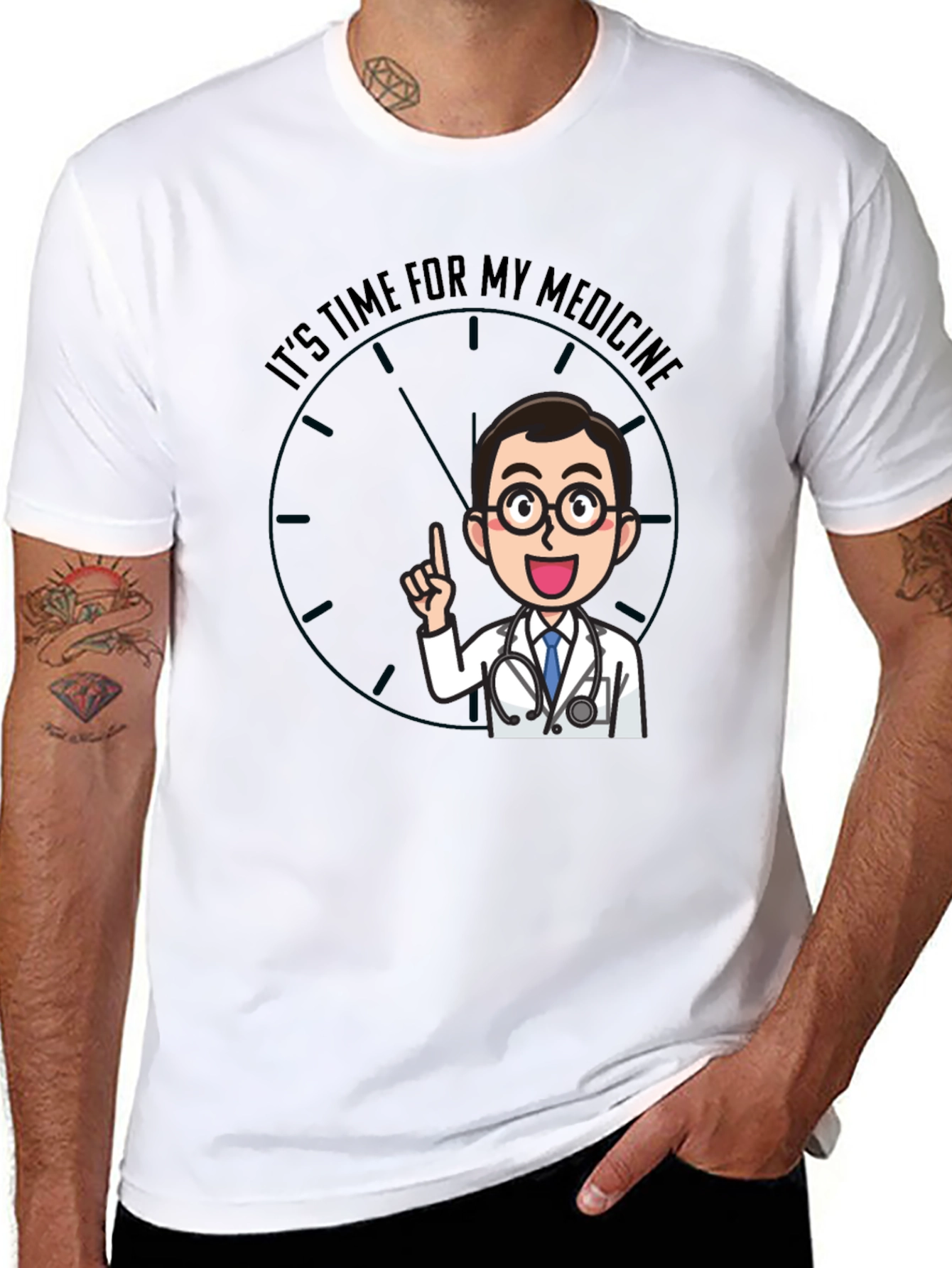 Black Time For Medicine Doctor Graphic T-Shirt view 8