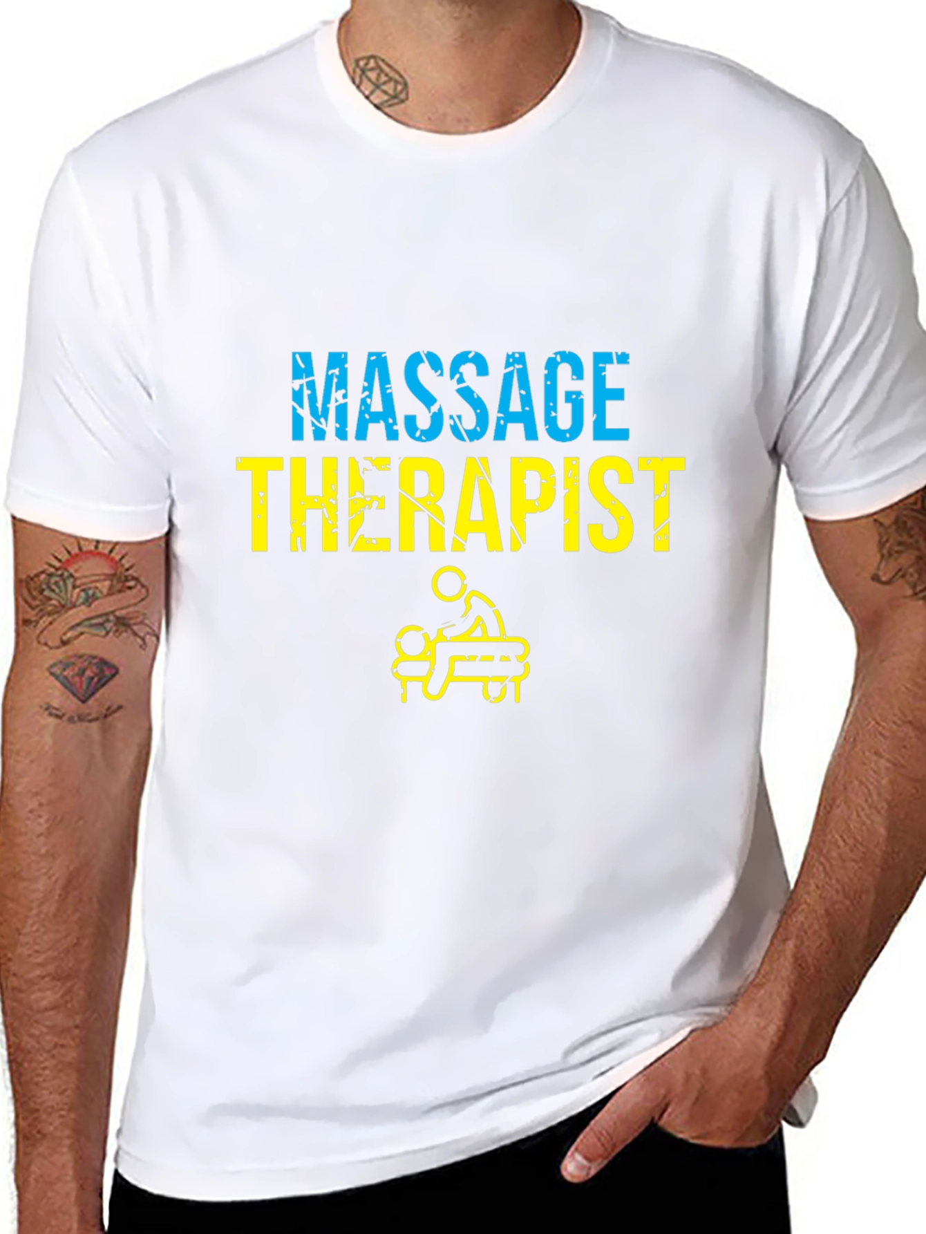 Black Massage Therapist Graphic Tee - Unisex Black T-Shirt view 8