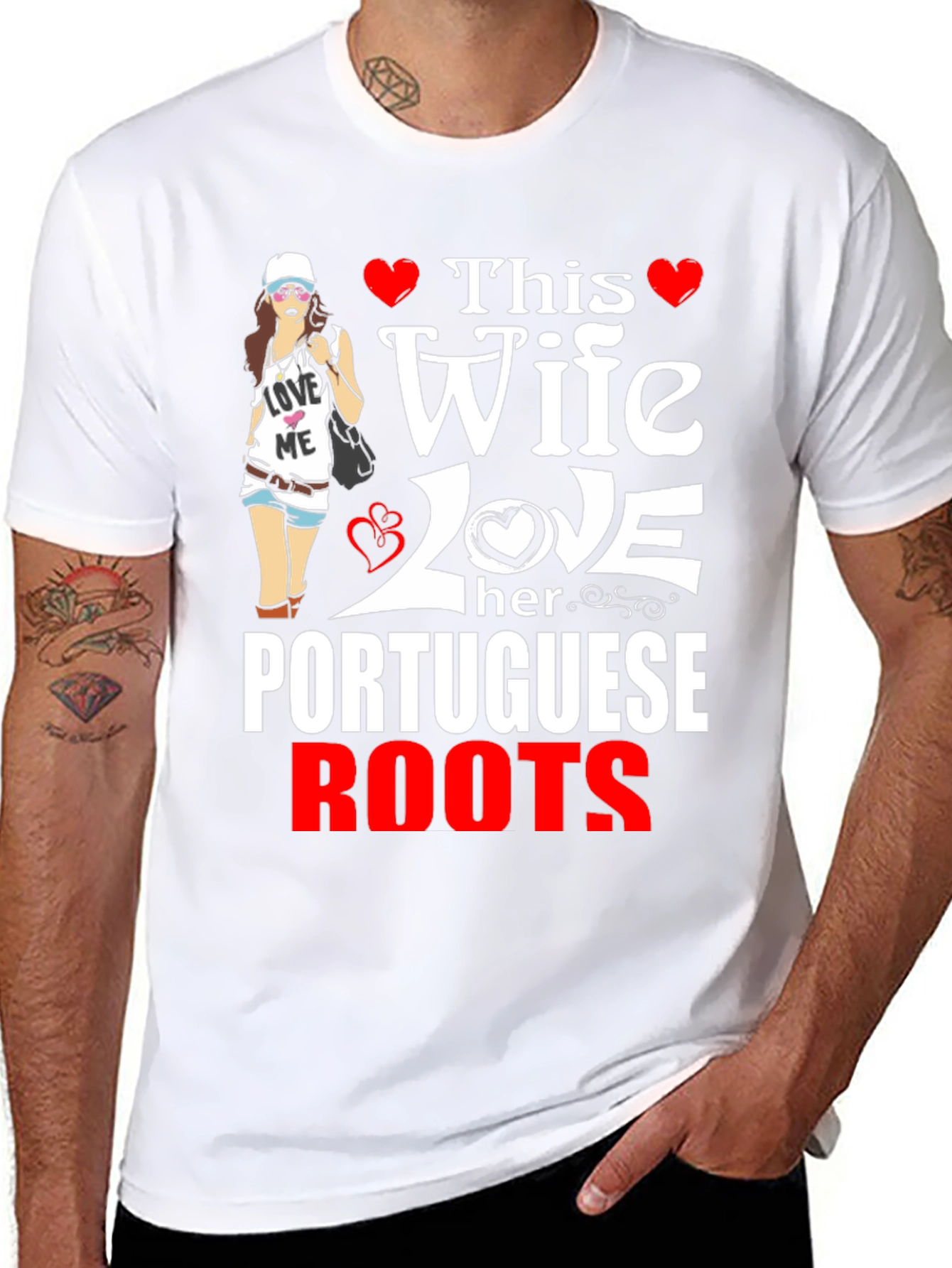 Black Wife Loves Portuguese Roots T-Shirt view 8