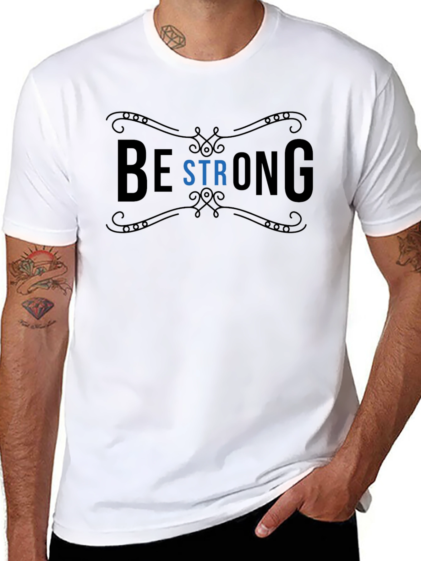 Black Be Strong Graphic T-Shirt - Motivational Black Tee view 8