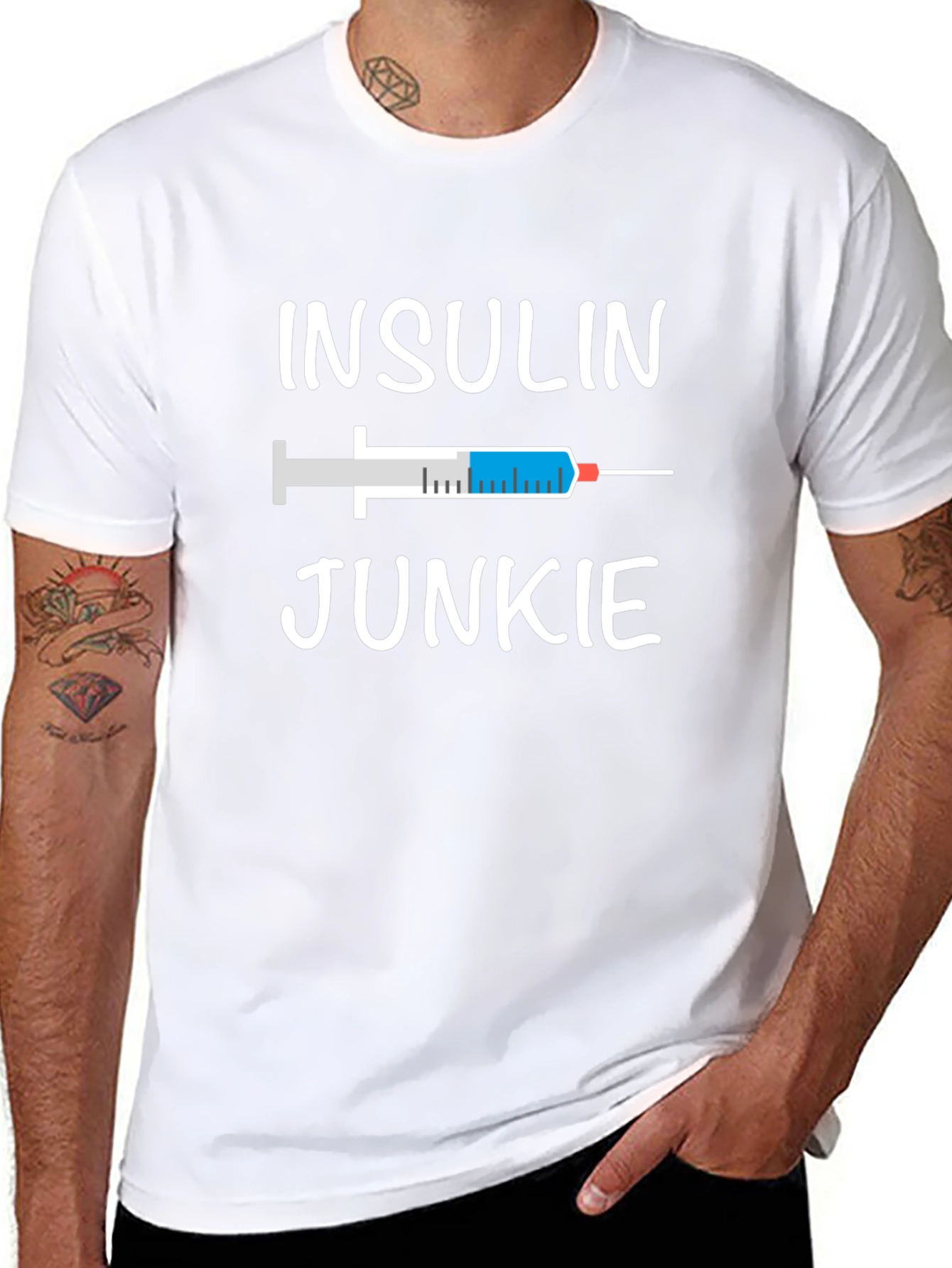 Black Insulin Junkie T-Shirt - Diabetic Awareness Tee view 8