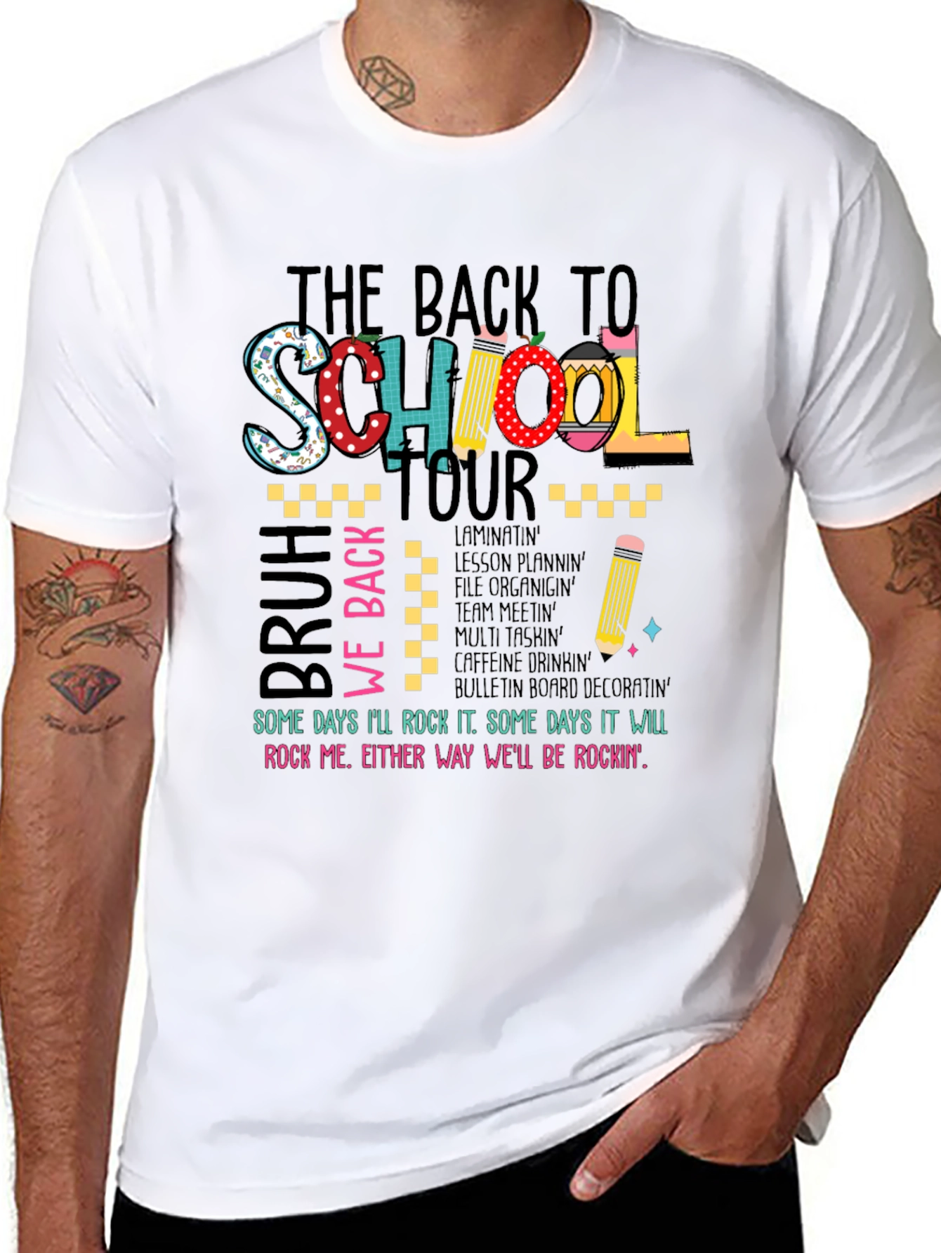 Black Back to School Teacher T-Shirt view 8