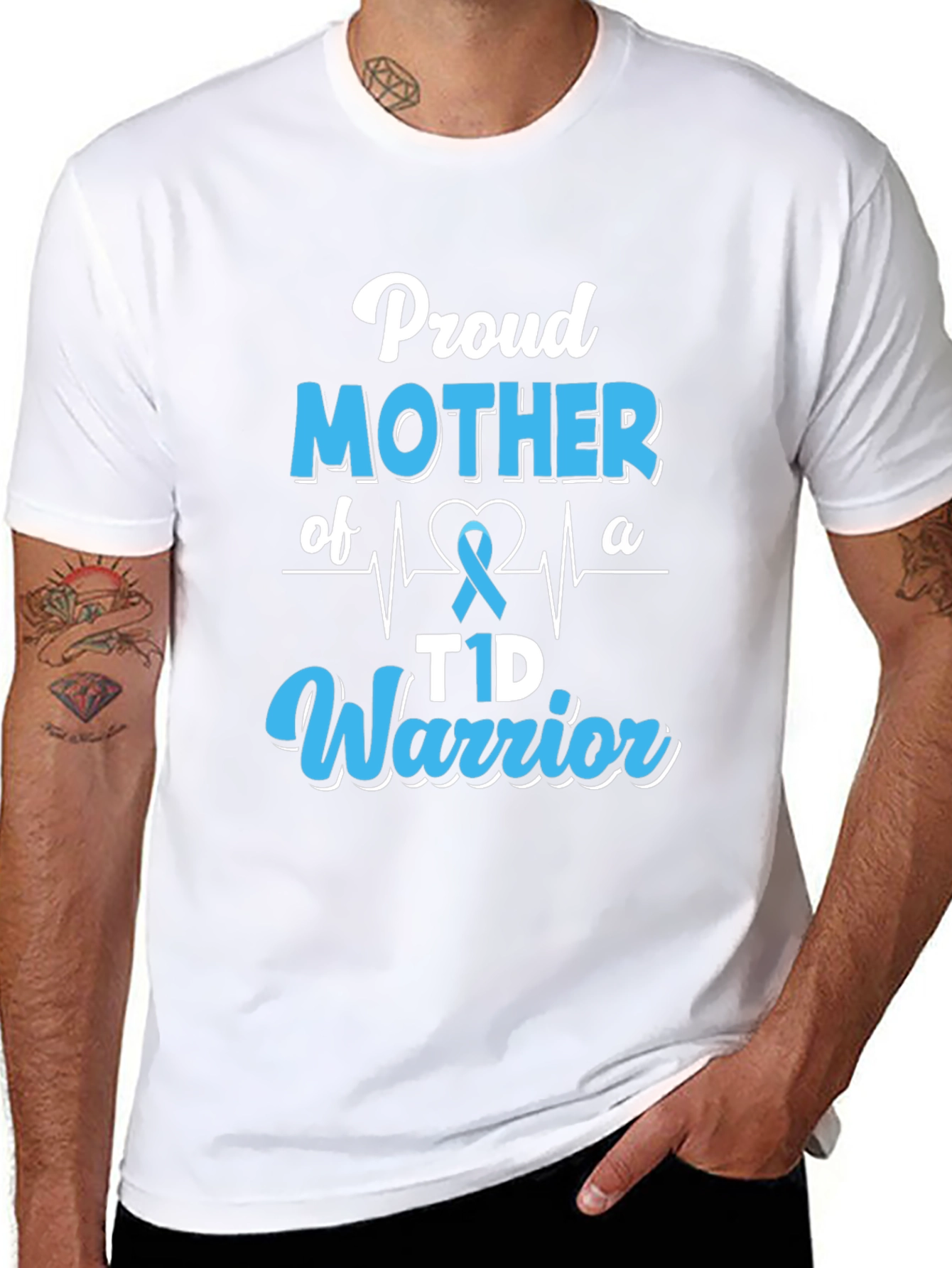 Black Proud Mother of a T1D Warrior Black T-Shirt view 8