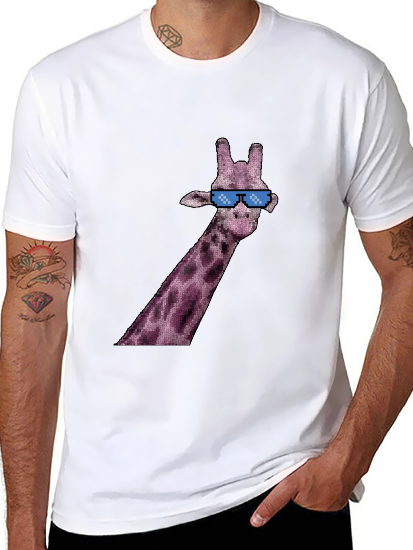 Black Cool Giraffe Graphic Tee - Black view 8