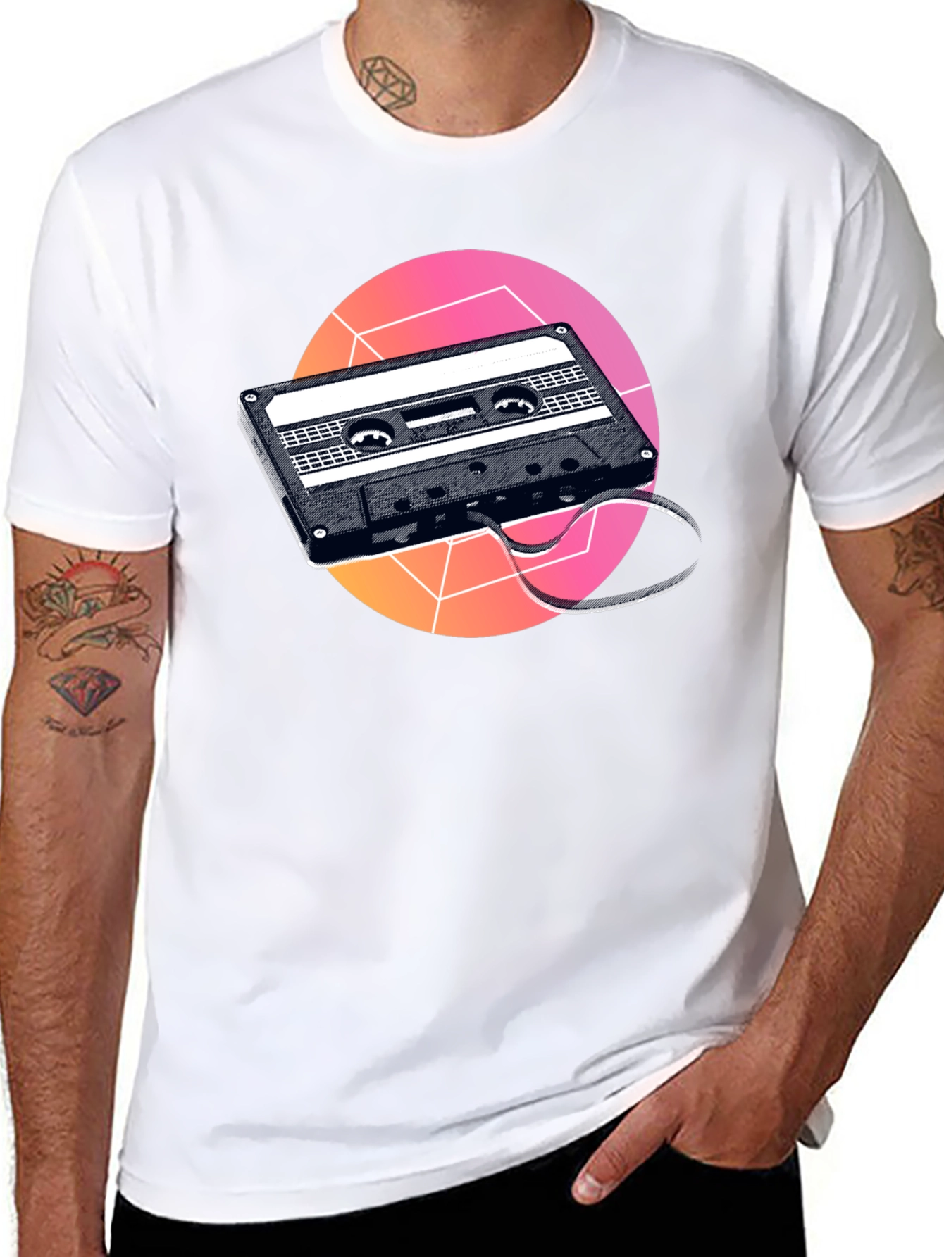 Black Retro Cassette Tape Graphic T-Shirt - Black view 8
