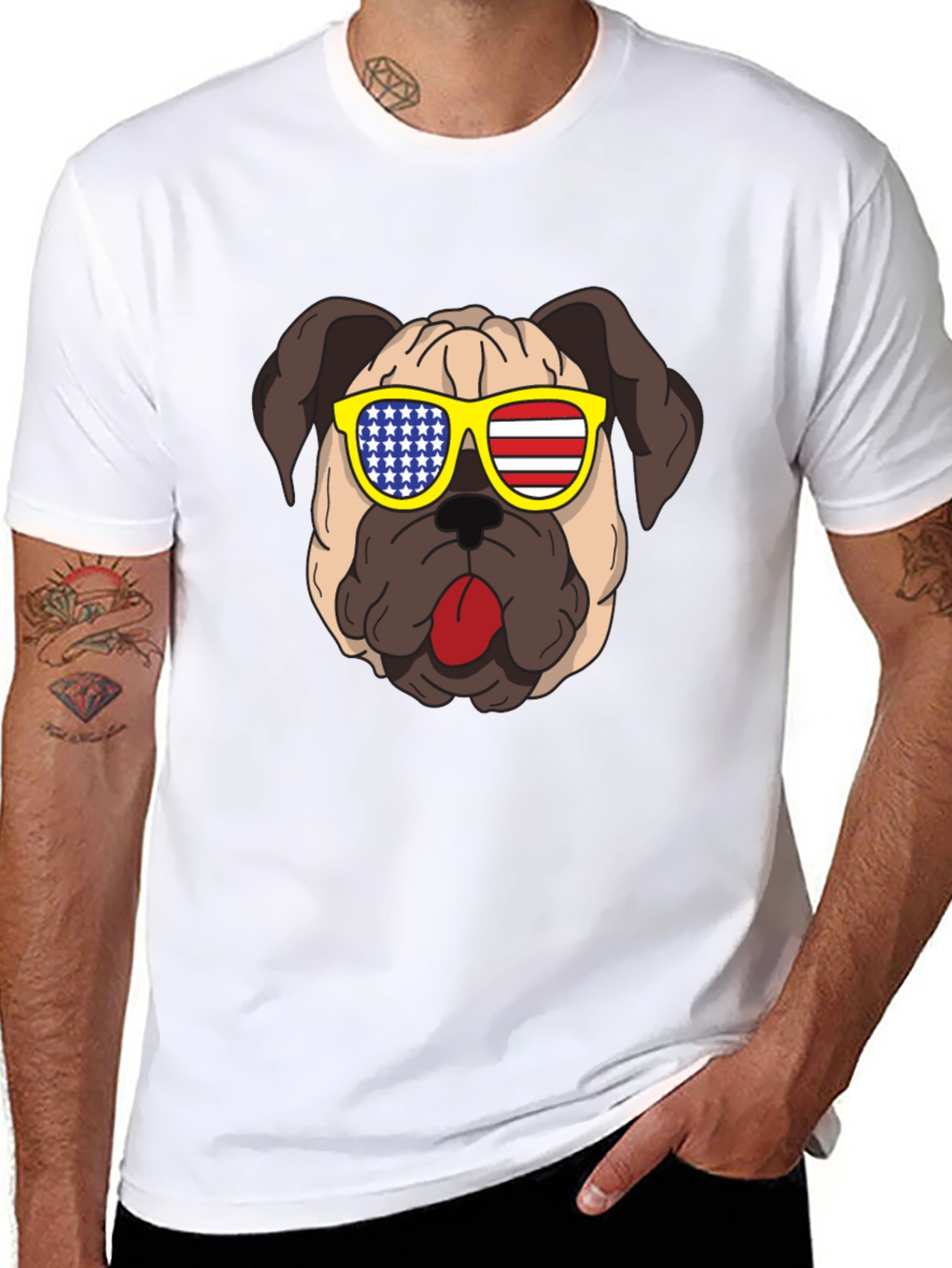 Black Patriotic Pug T-Shirt - USA Dog Tee view 8