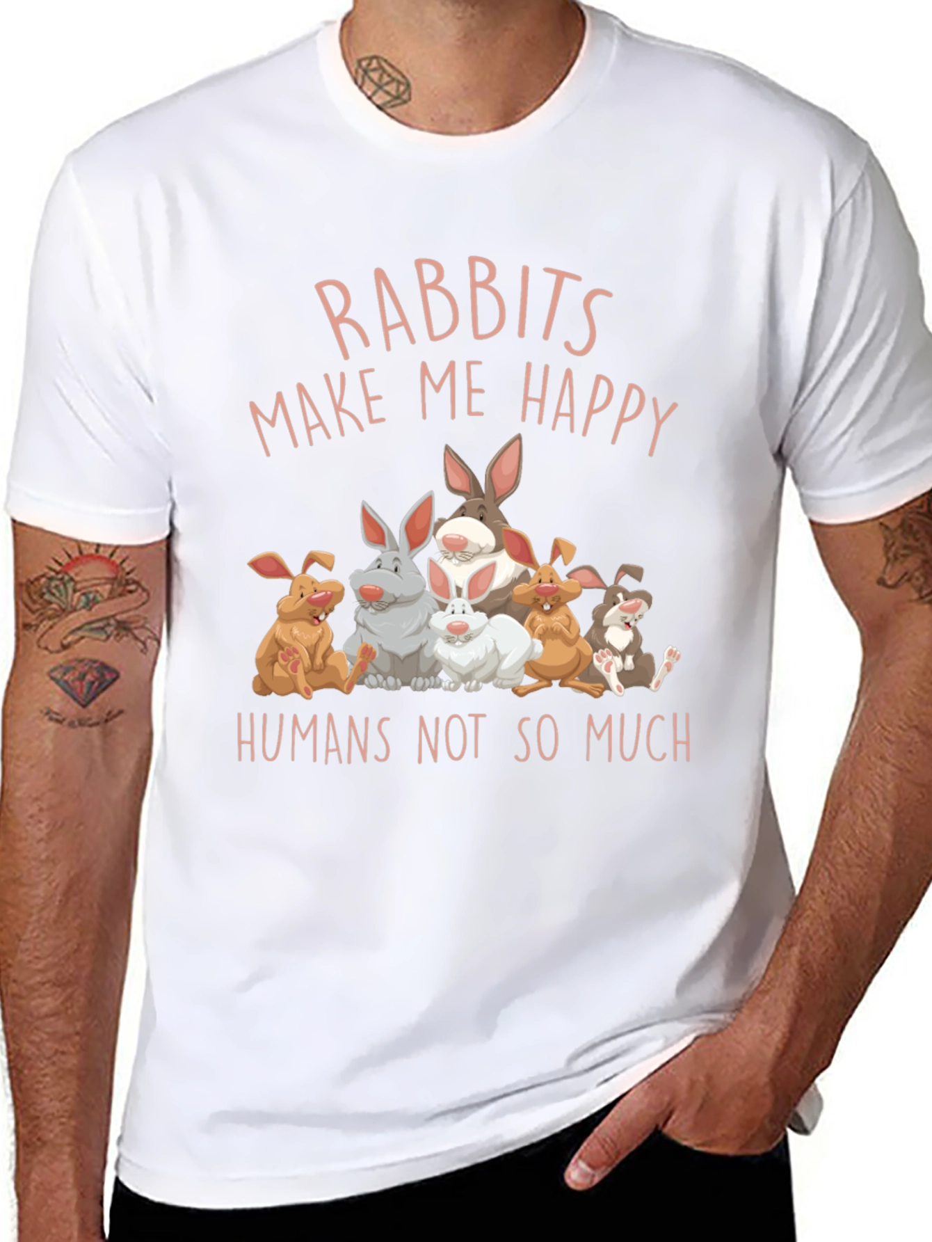 Black Rabbits Make Me Happy Graphic Tee view 8