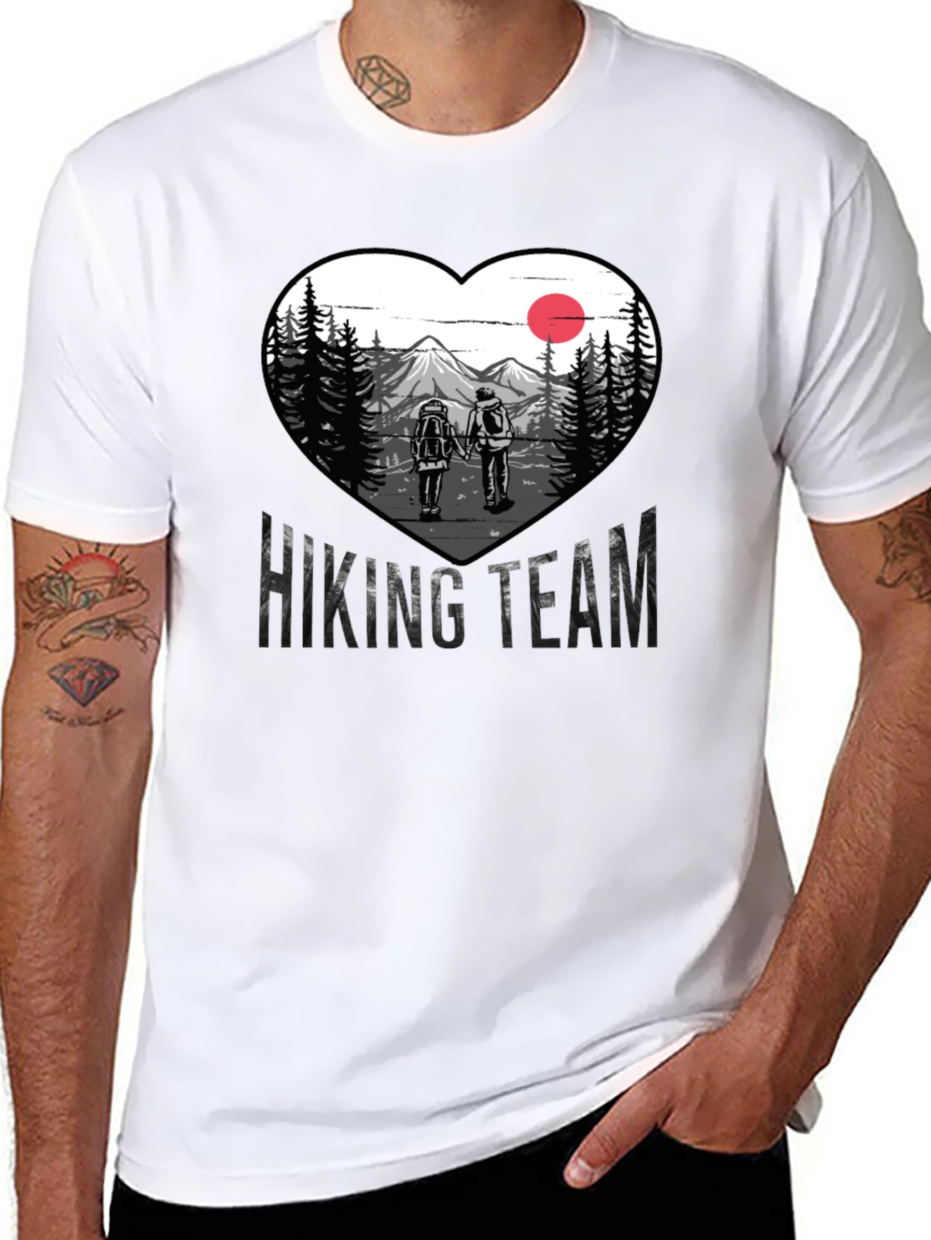 Black Hiking Team Heart Graphic Tee - Nature Lovers Shirt view 8