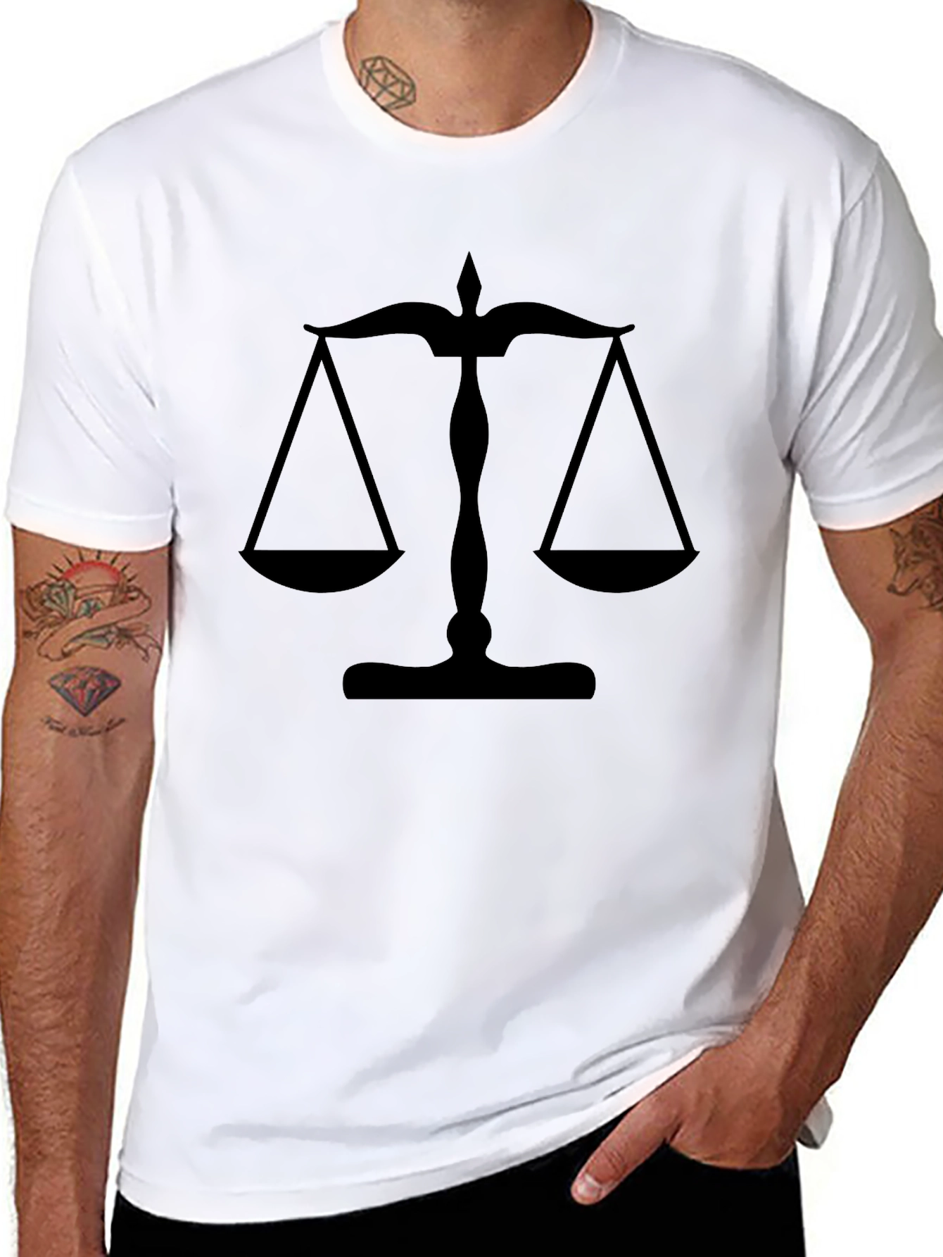 Black Scales of Justice Graphic Tee - Unisex Black T-Shirt view 8